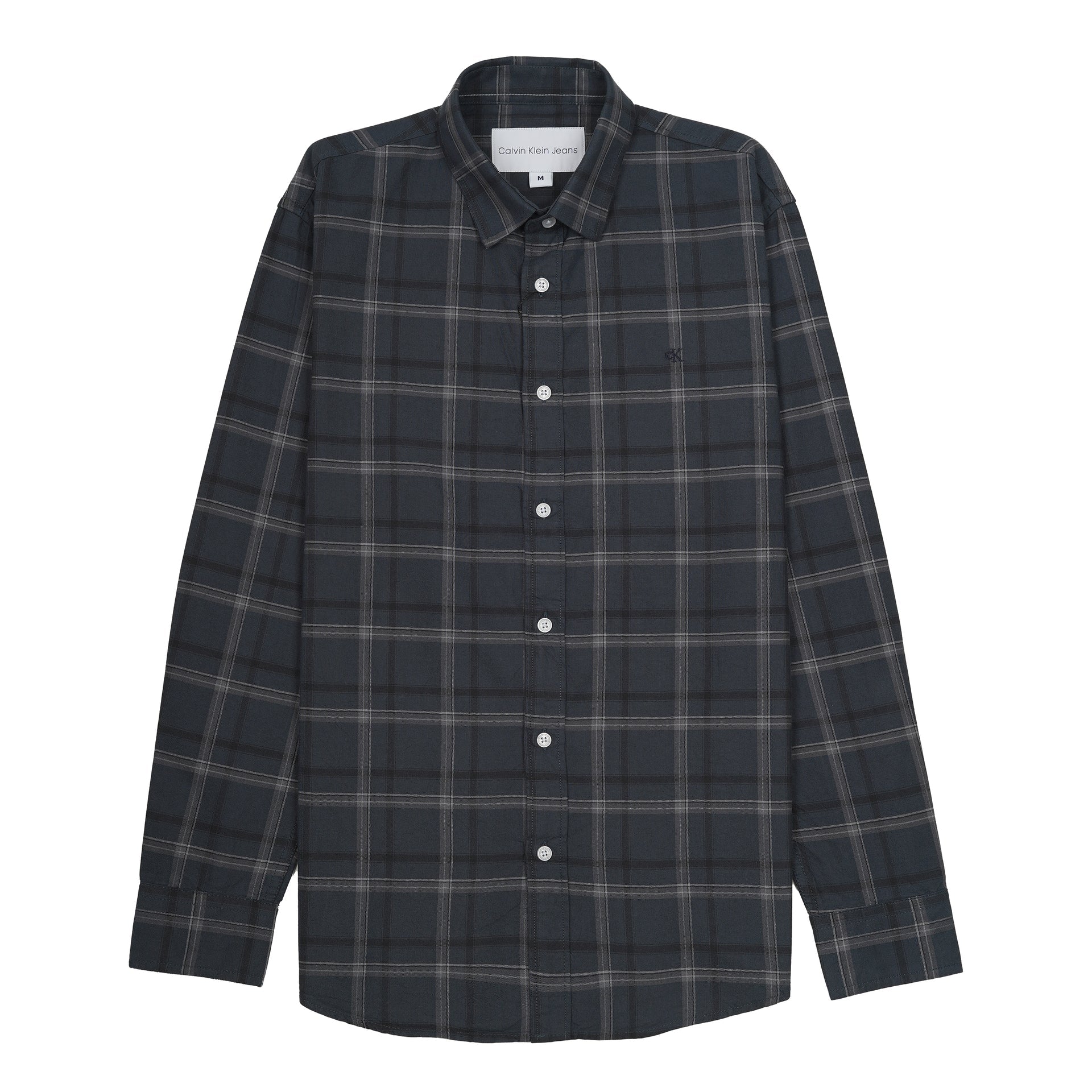 CALVIN KLEIN Shadowed Steel Tailored Fit Long Sleeve Flannel Shirt
