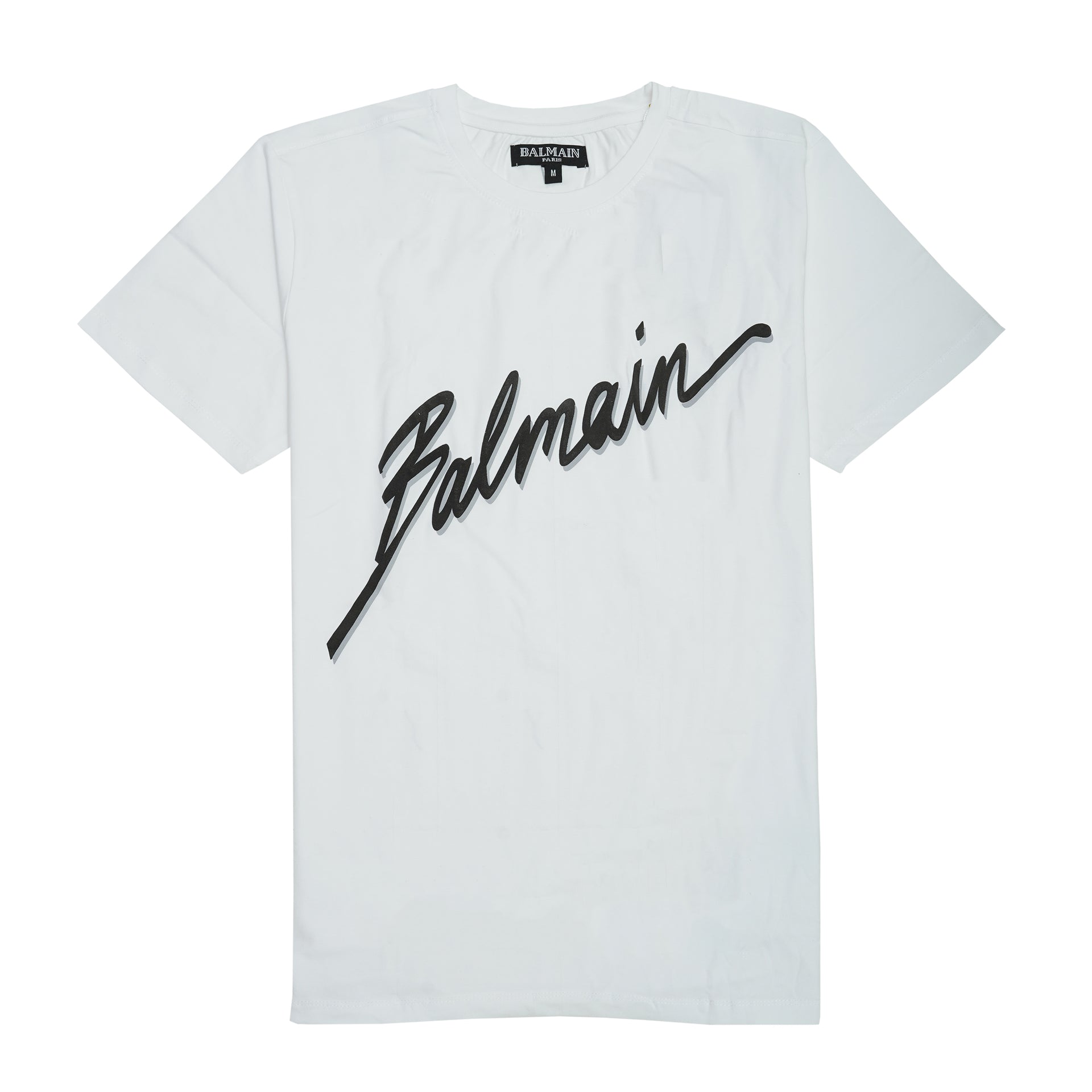 BALMAIN Frosted Pearl Signature Logo Slim Fit Short Sleeve Tee