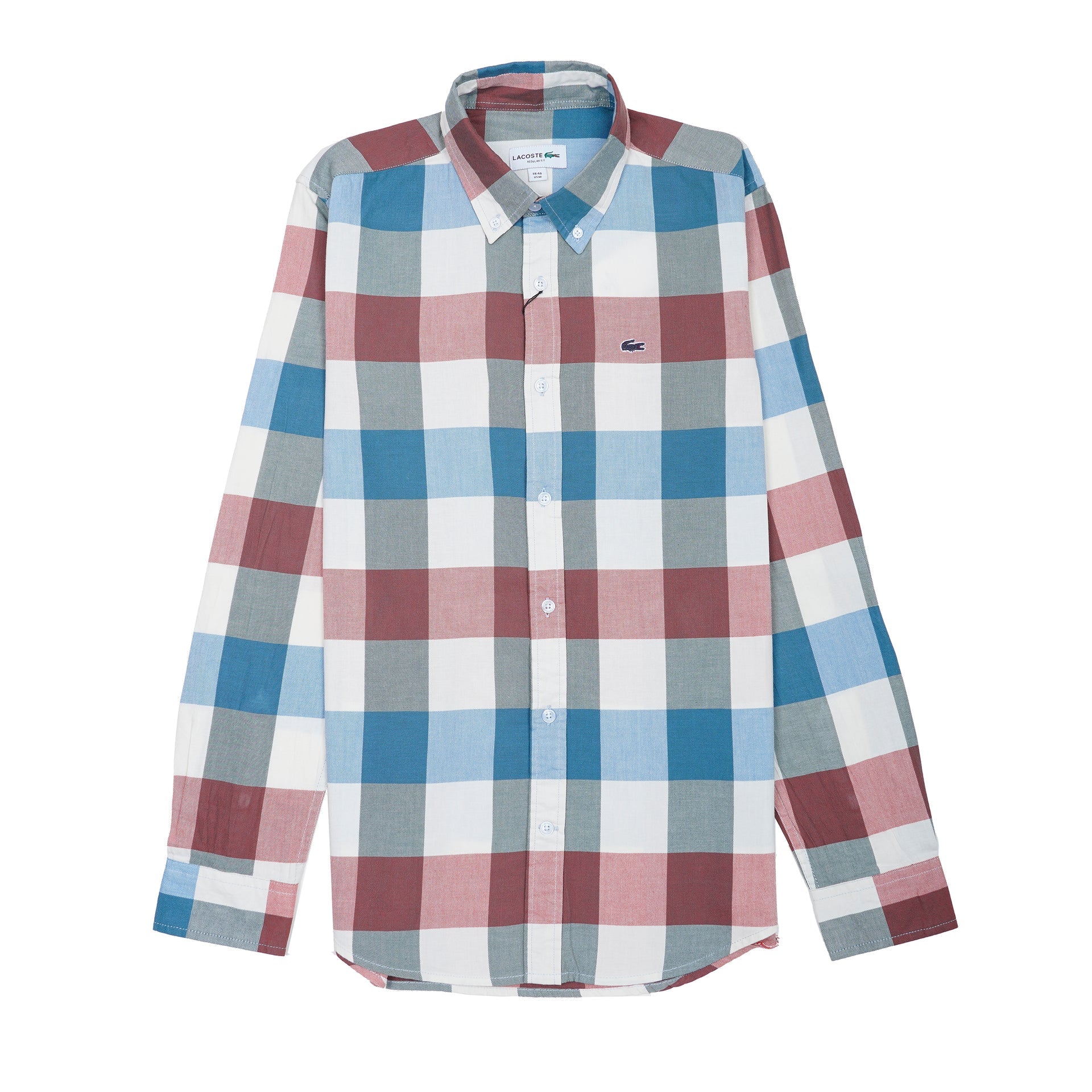 LACOSTE Prismatic Jade Tailored Fit Long Sleeve Checkered Shirt