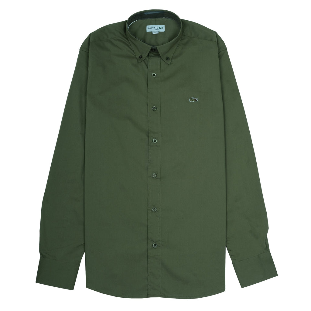 LACOSTE Olive Drizzle Classic Fit Long Sleeve Button-Up Shirt
