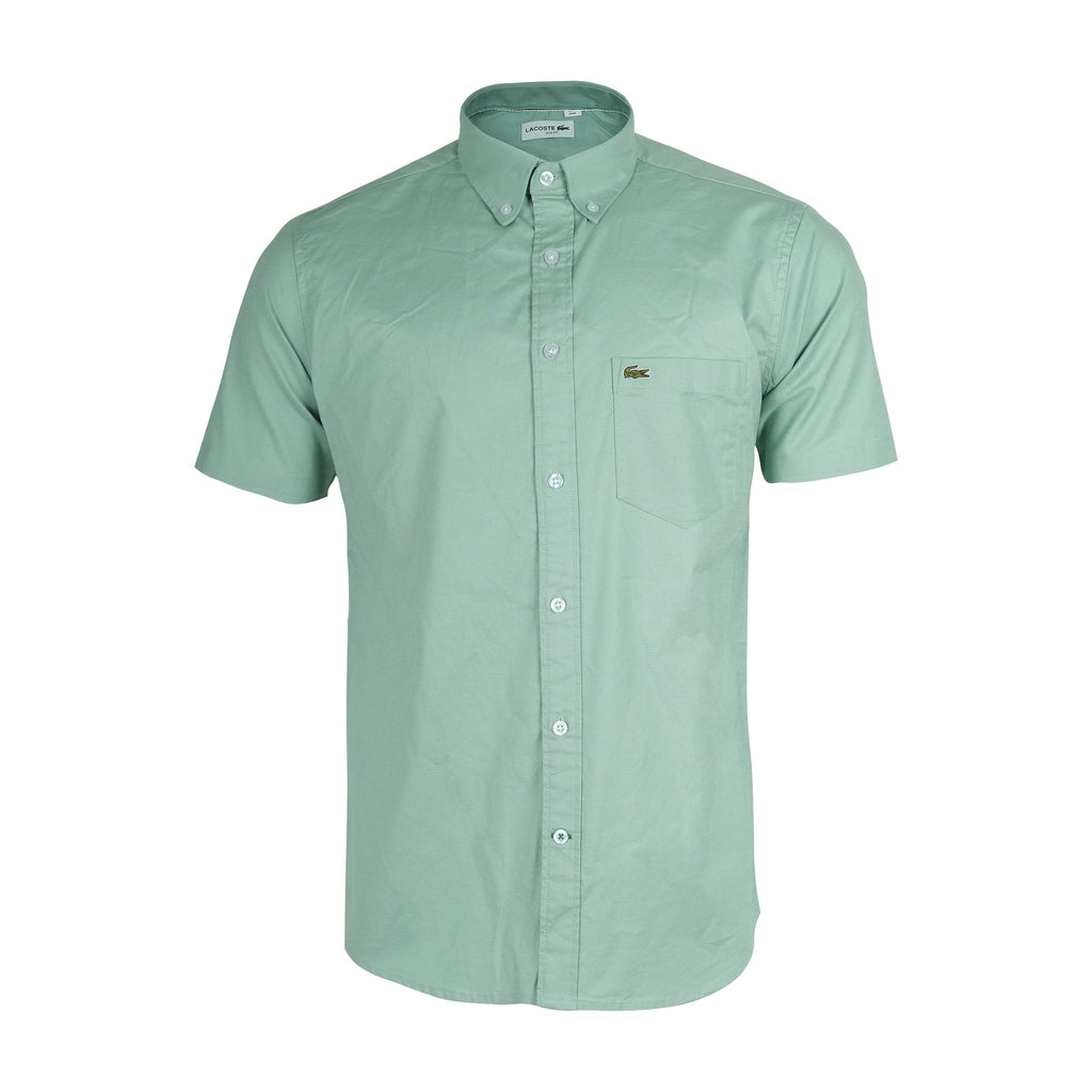 LACOSTE Serene Mint Classic Fit Short Sleeve Button-Up Shirt