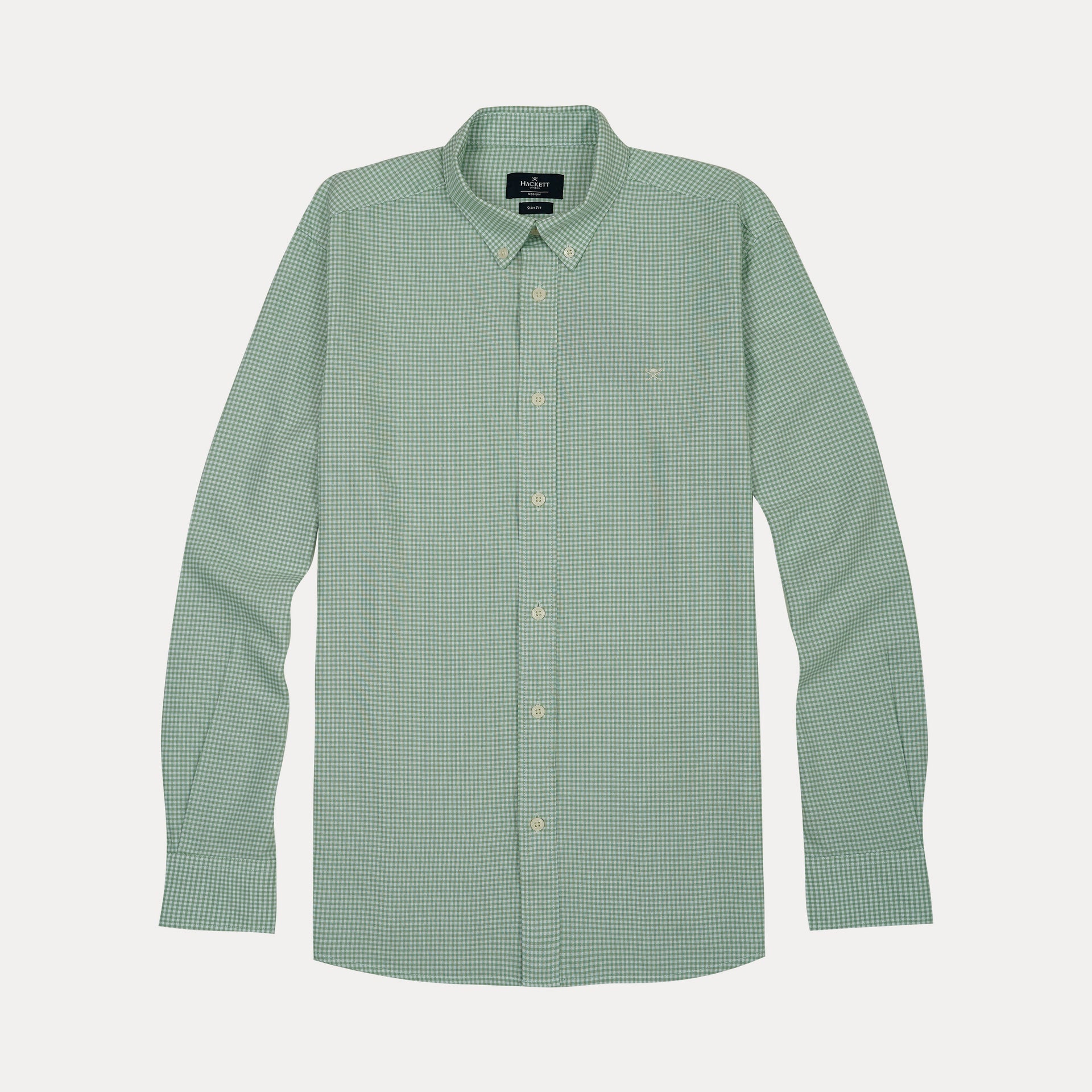 HACKETT Enchanted Sage Tailored Fit Long Sleeve Gingham Shirt