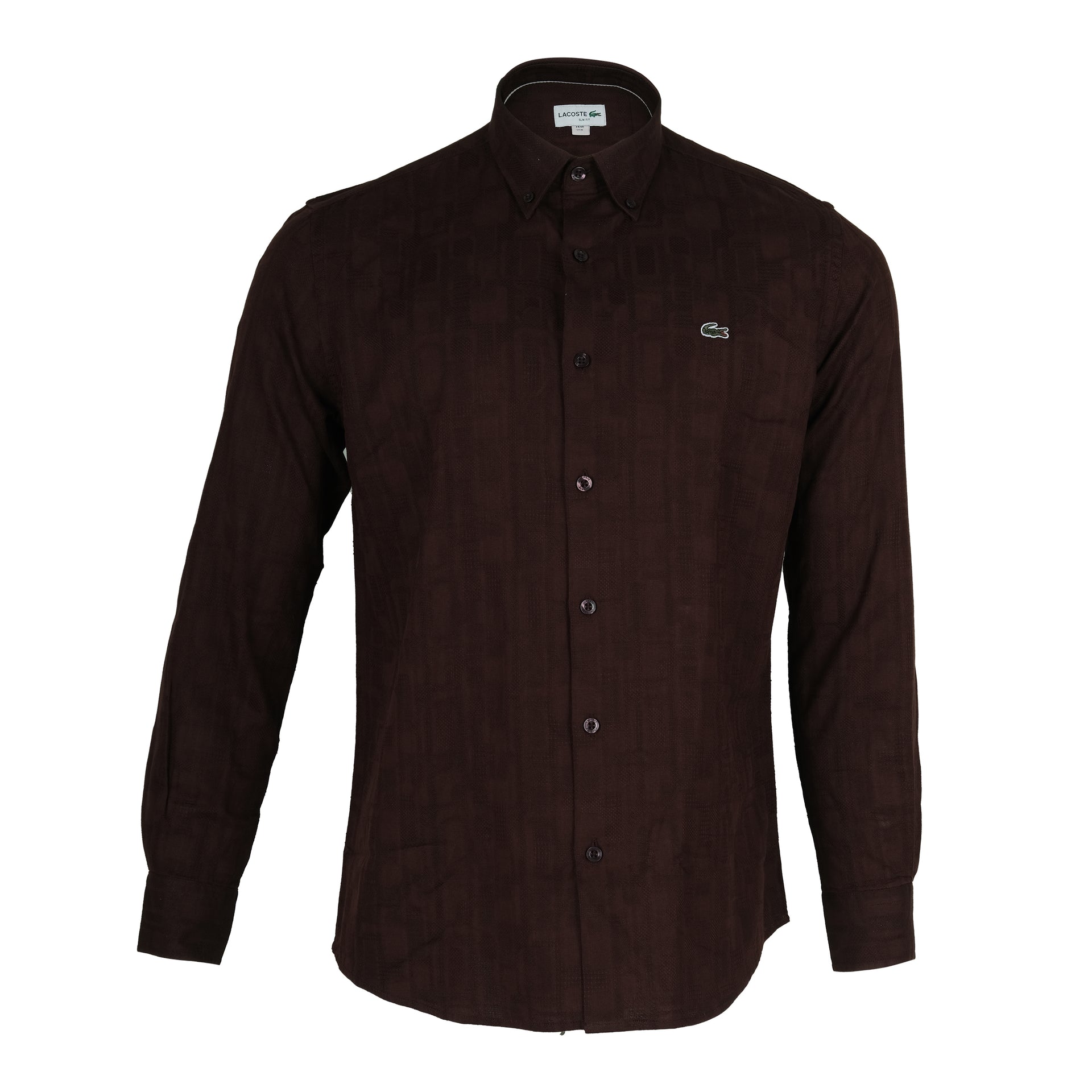 LACOSTE Rich Mahogany Slim Fit Long Sleeve Shirt