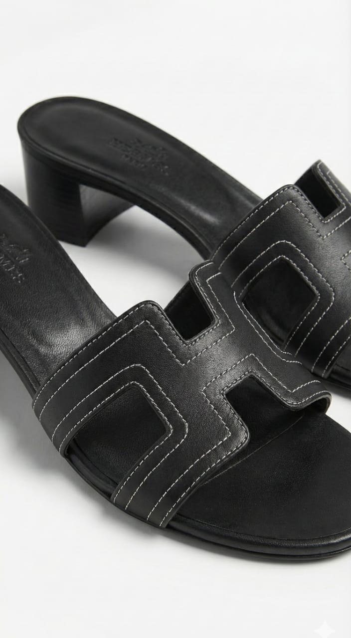 Hermes Block Heel Slide Sandals