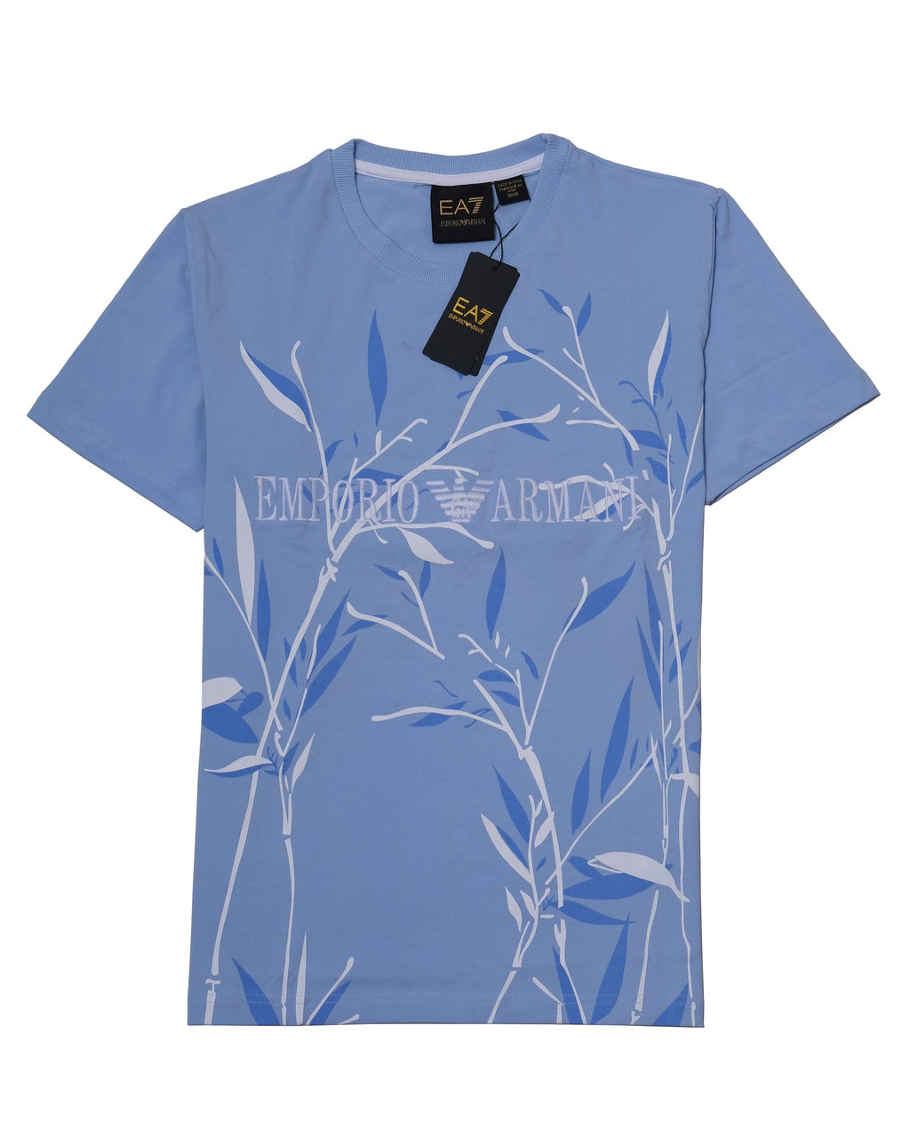 EMPORIO ARMANI Serene Sky Botanical Print Slim Fit Short Sleeve Tee