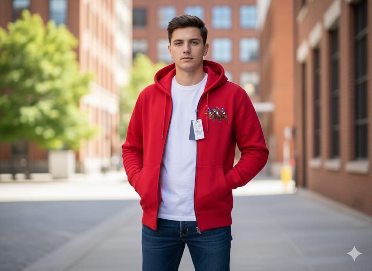 Ralph Lauren Red Graphic Zip-Up Hoodie
