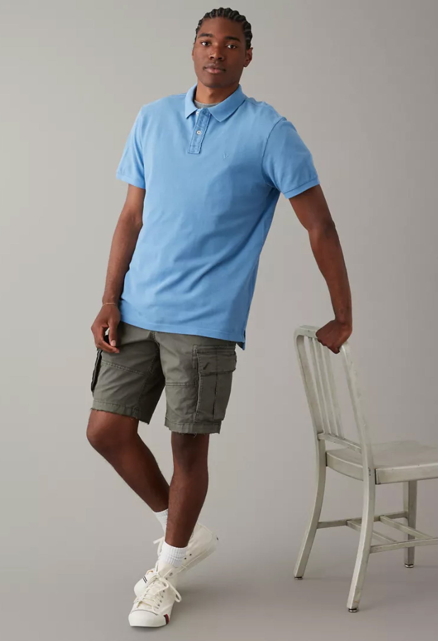 AMERICAN EAGLE Charming Azure Polo Shirt