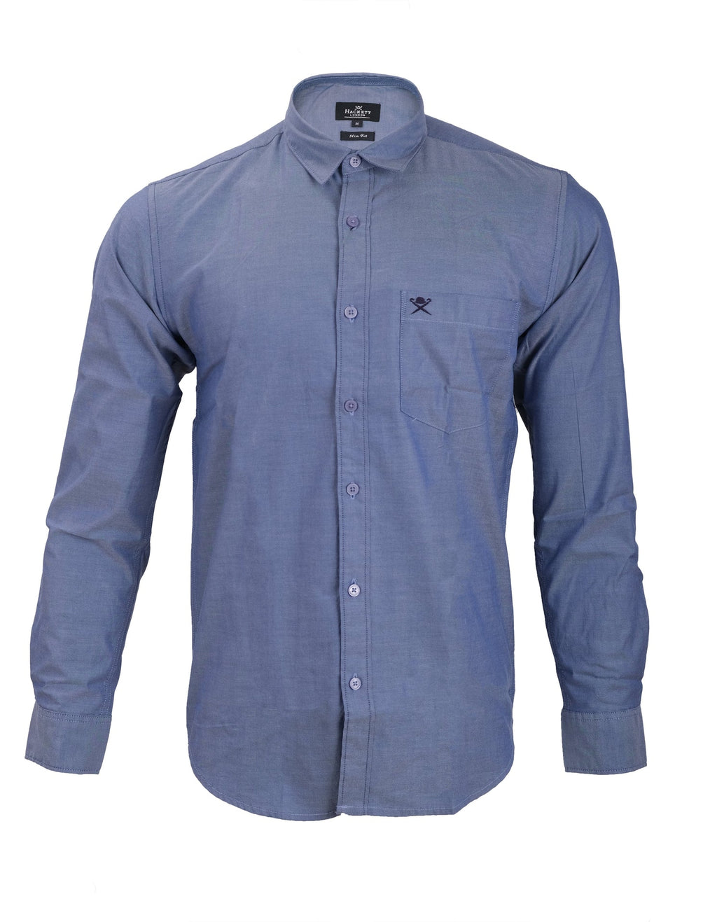 HACKETT Steel Blue Refined Slim Fit Long Sleeve Oxford Shirt