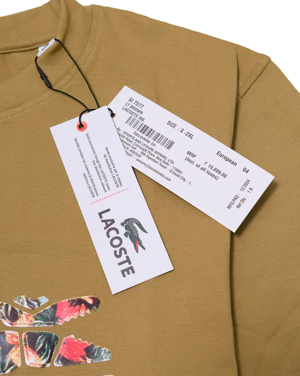 LACOSTE Olive Grove Slim Fit Short Sleeve Crewneck Shirt
