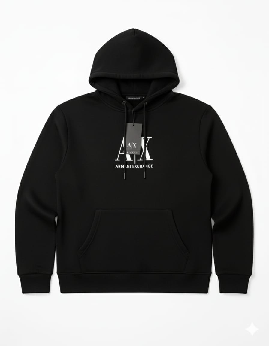 ARMANI EXCHANGE Charcoal Ember Tailored Fit Long Sleeve Hoodie