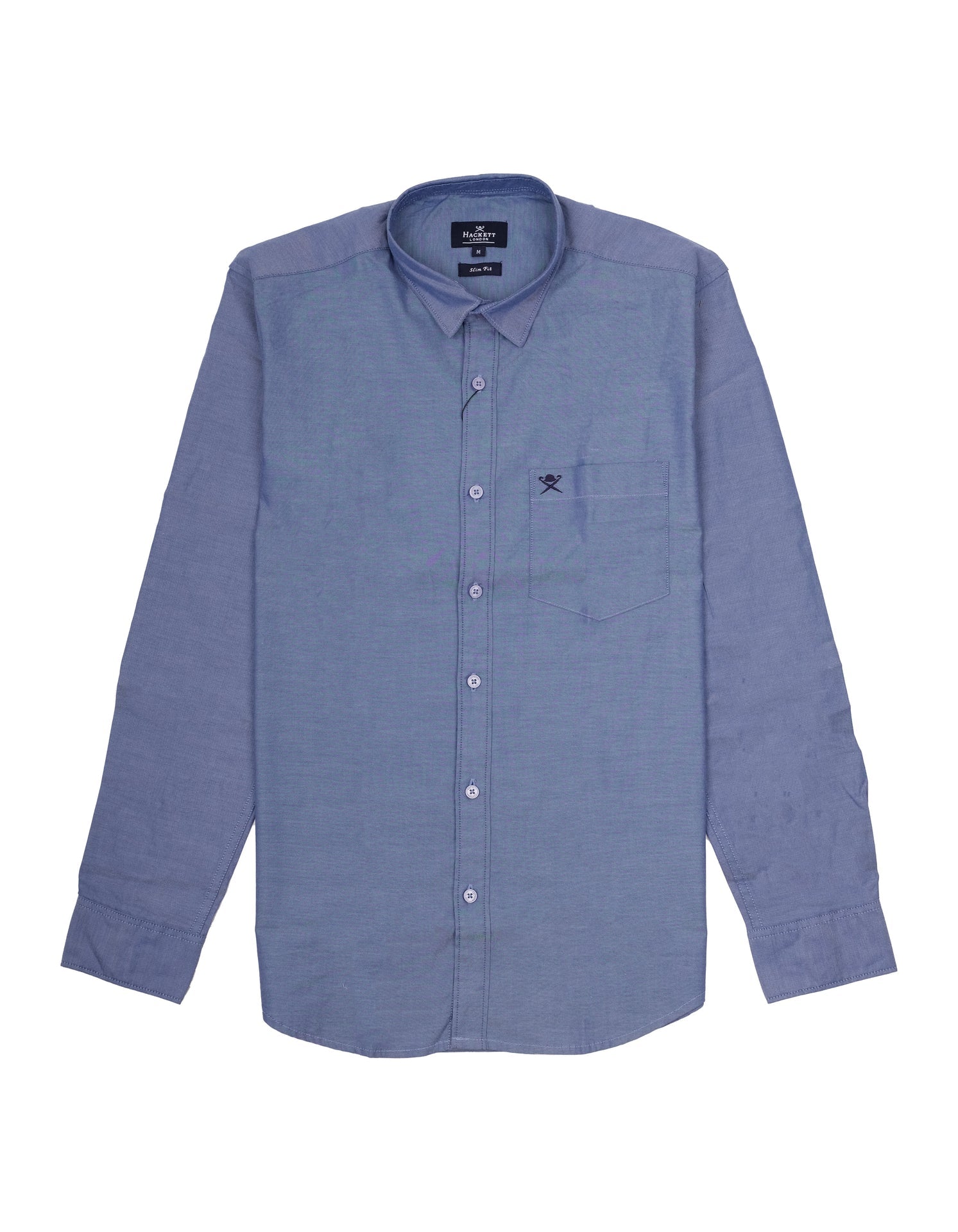 HACKETT Steel Blue Refined Slim Fit Long Sleeve Oxford Shirt