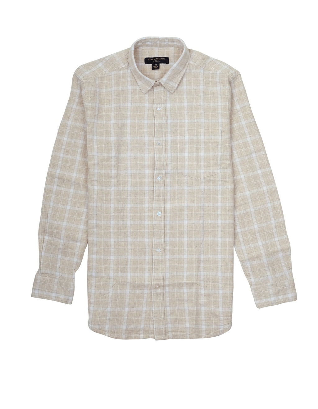 BANANA REPUBLIC Desert Sand Classic Fit Long Sleeve Plaid Button-Up Shirt