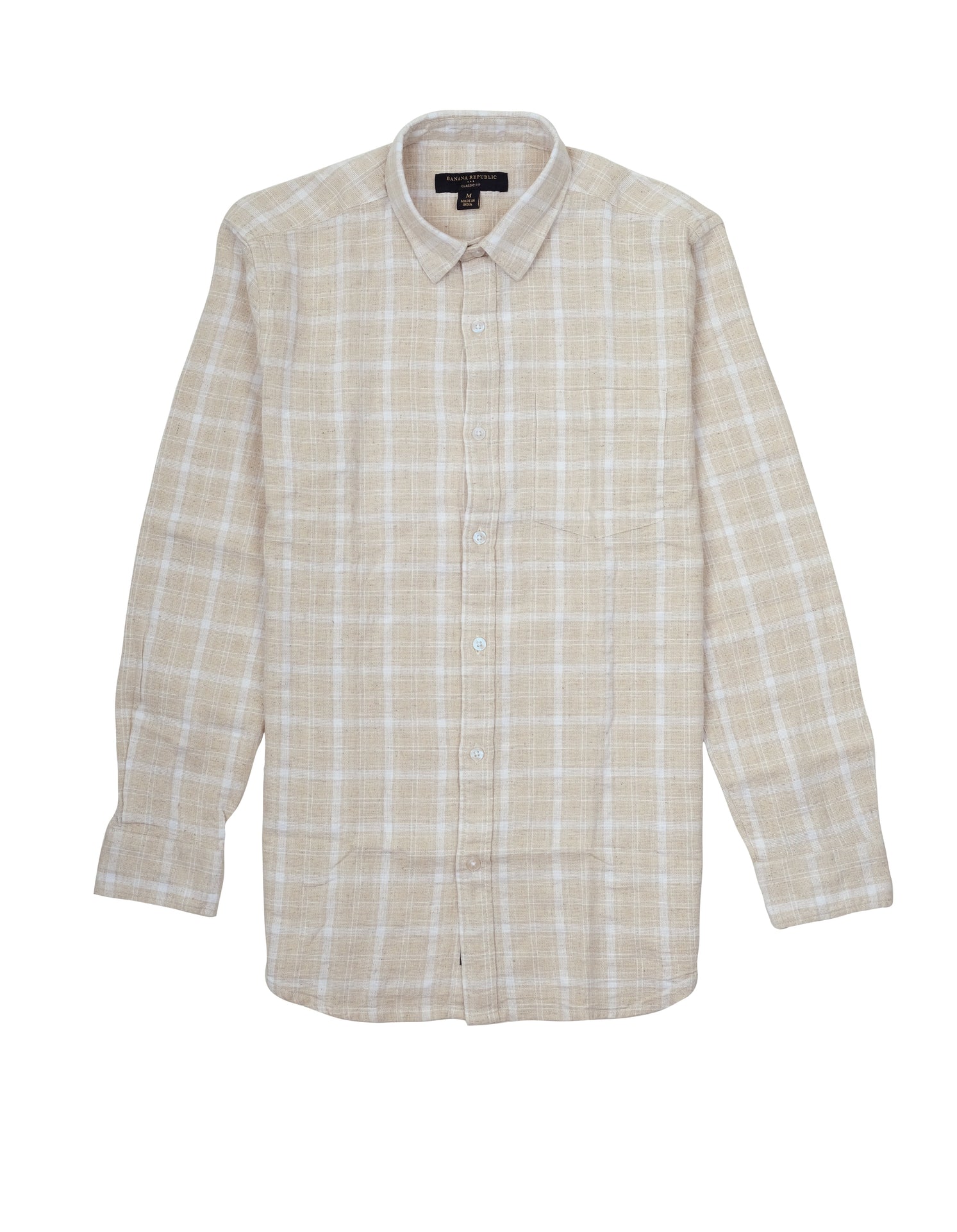 BANANA REPUBLIC Desert Sand Classic Fit Long Sleeve Plaid Button-Up Shirt