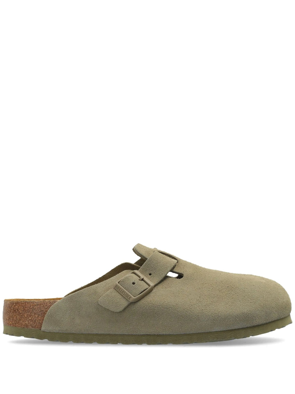 BIRKENSTOCK Sagewood Suede Clog with Buckle in Fern Green