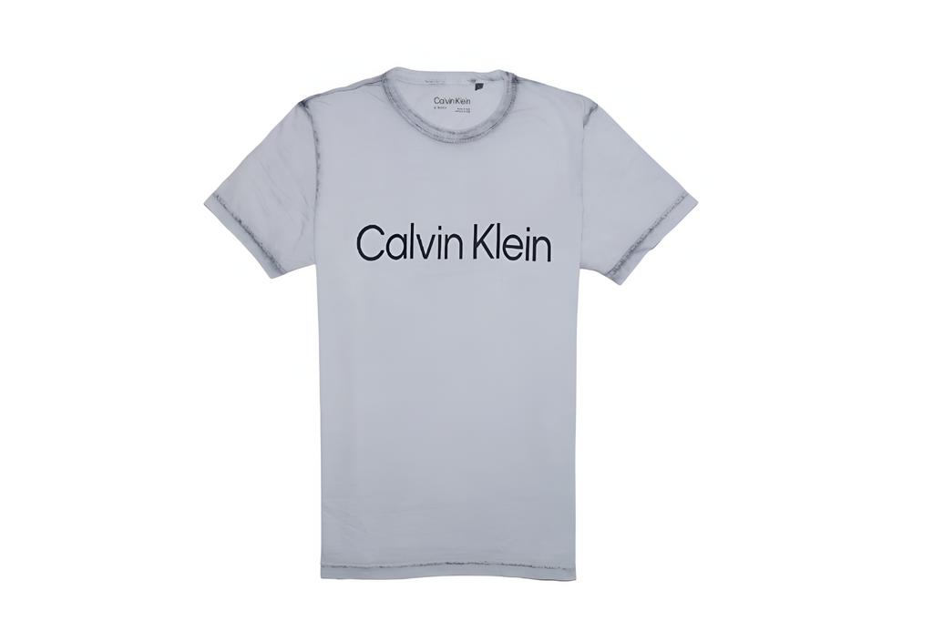 CALVIN KLEIN Ashen Slate Oversized Fit Distressed T-Shirt