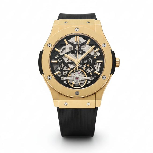 HUBLLOT Radiant Onyx Sleek Skeleton Premium Timepiece