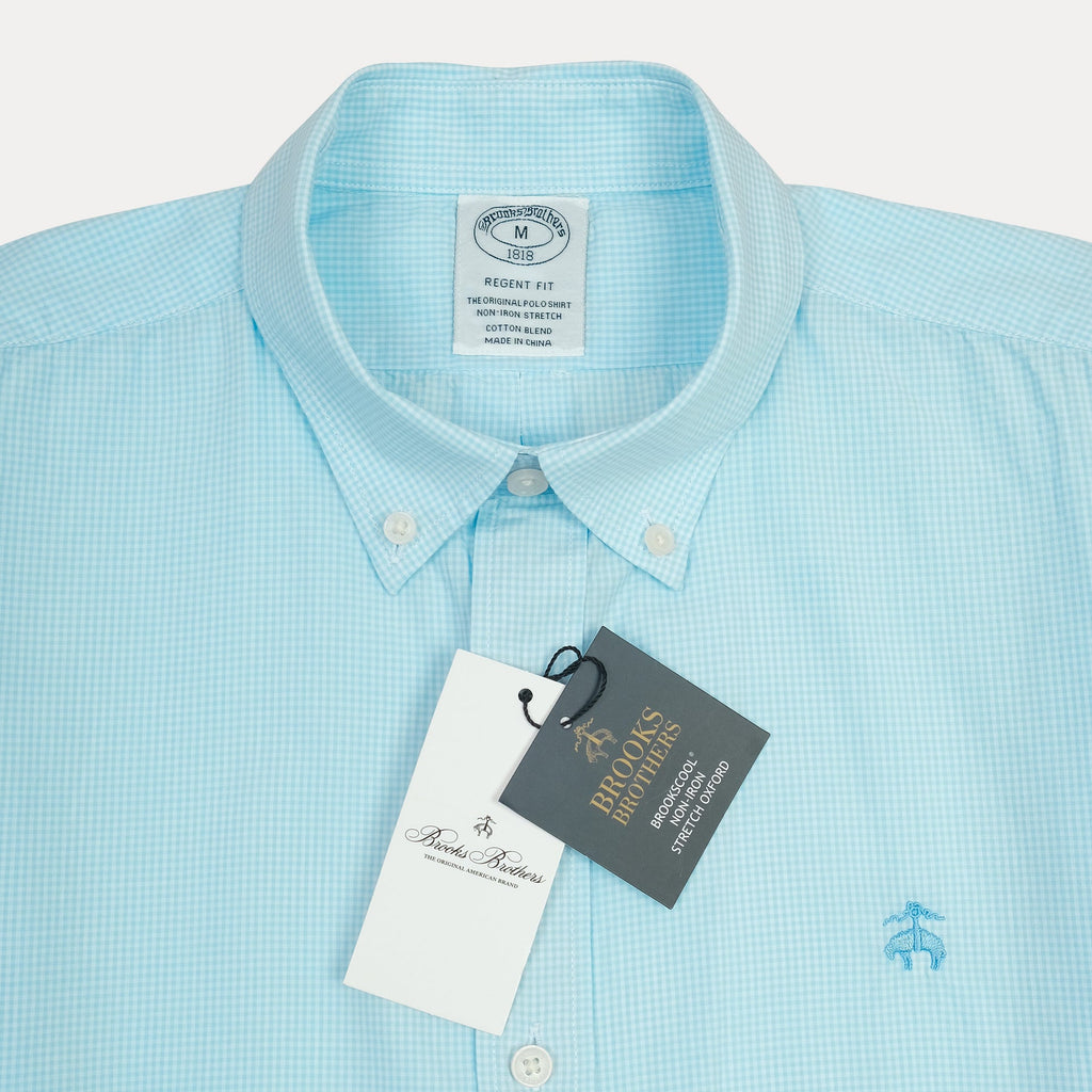 BROOKS BROTHERS Serene Aqua Tailored Fit Long Sleeve Dress Shirt