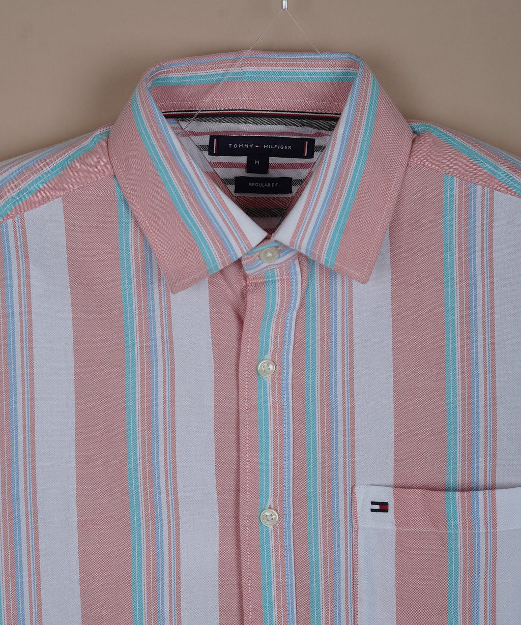 TOMMY HILFIGER Radiant Coral Tailored Fit Long Sleeve Button-Up Shirt