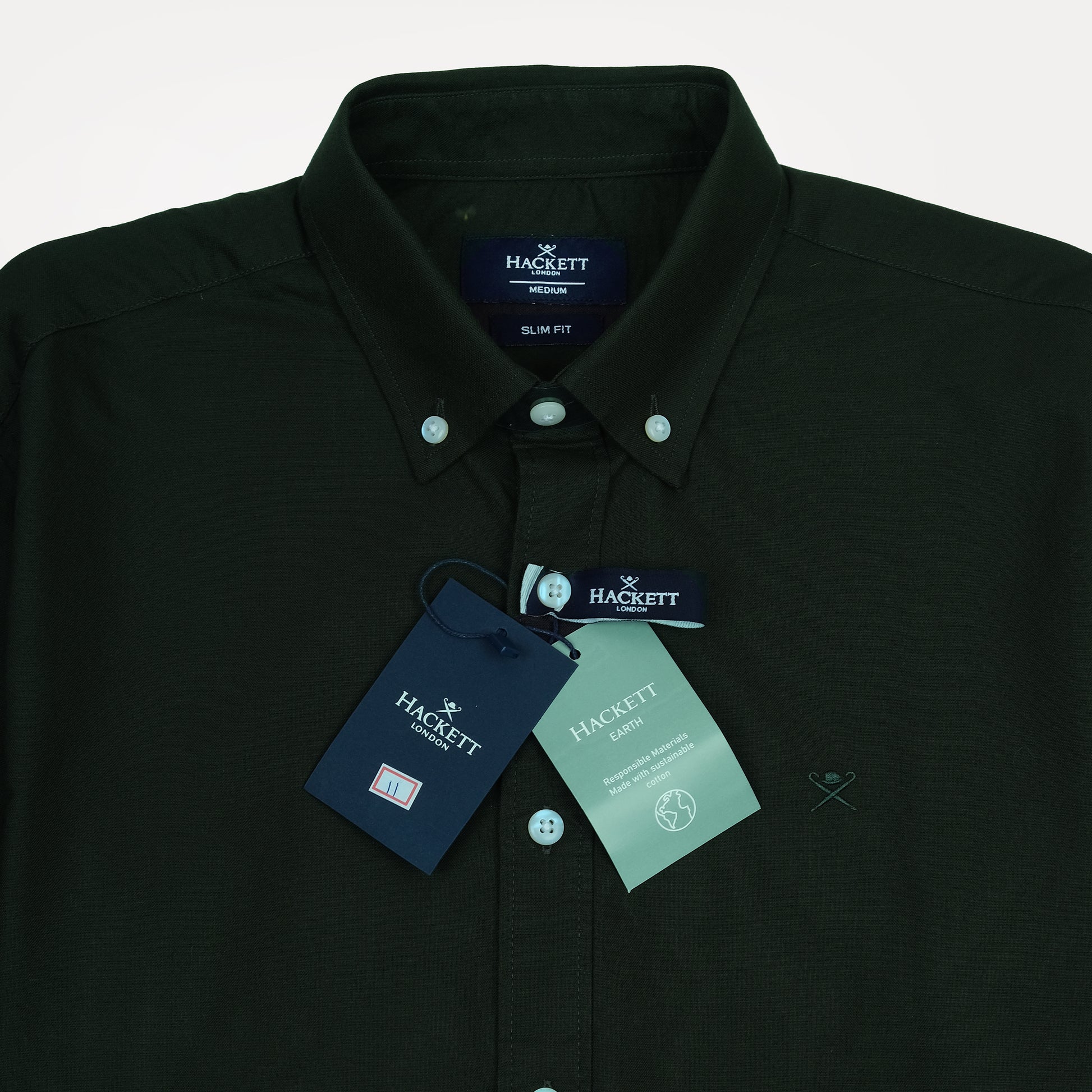 HACKETT Elegant Earthy Slim Fit Shirt in Deep Forest Green