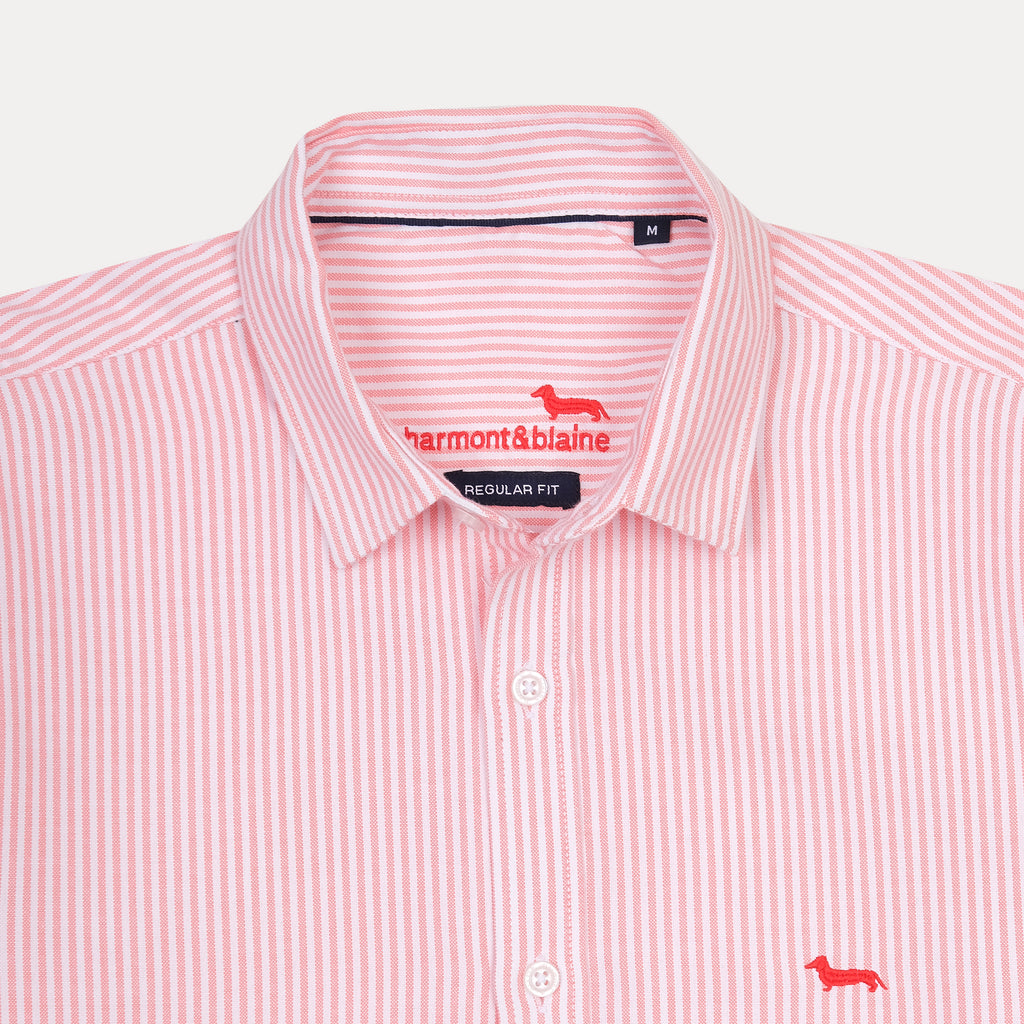 Harmont & Blaine Striped Elegance Shirt in Blushing Coral