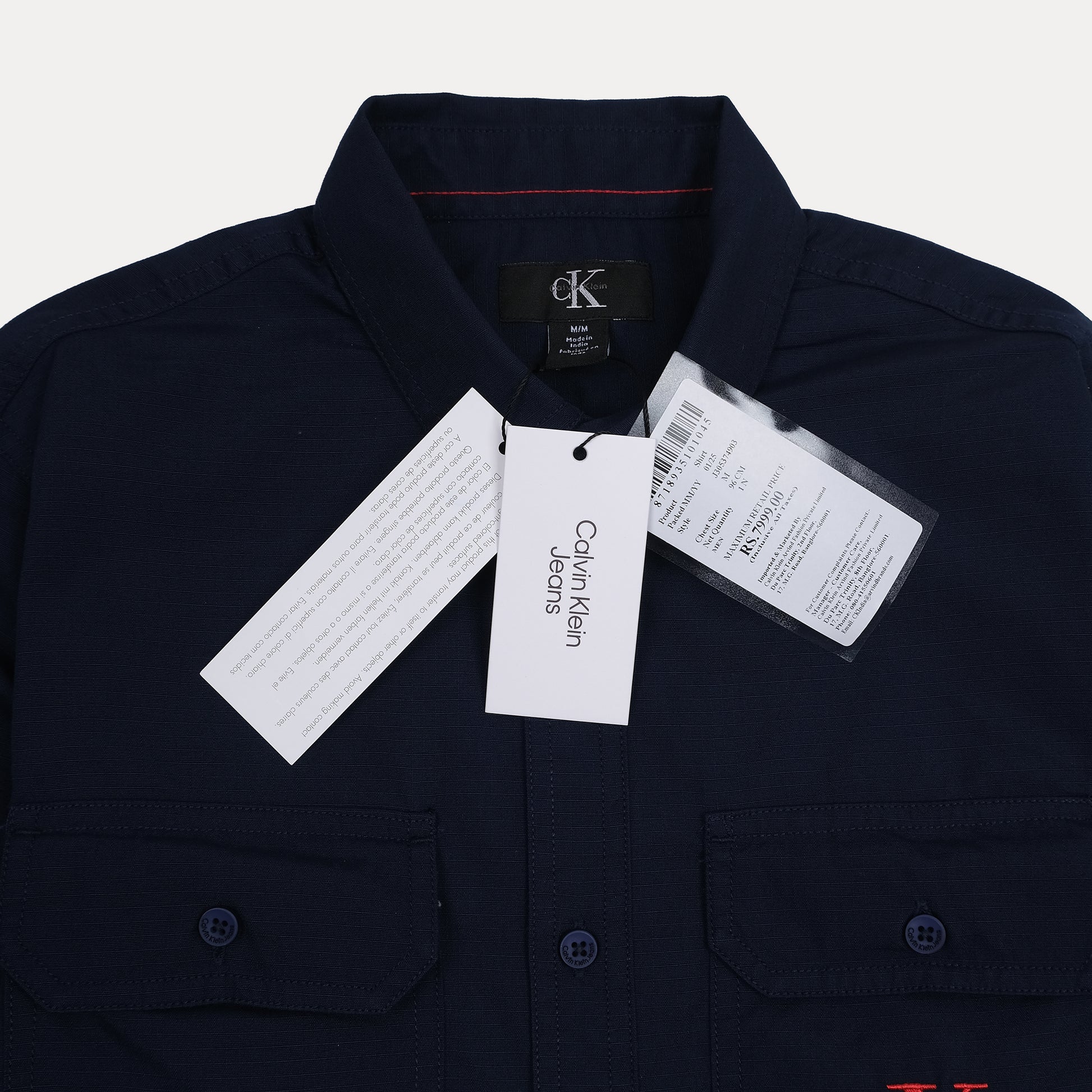 CALVIN KLEIN Quasar Blue Classic Fit Long Sleeve Utility Shirt