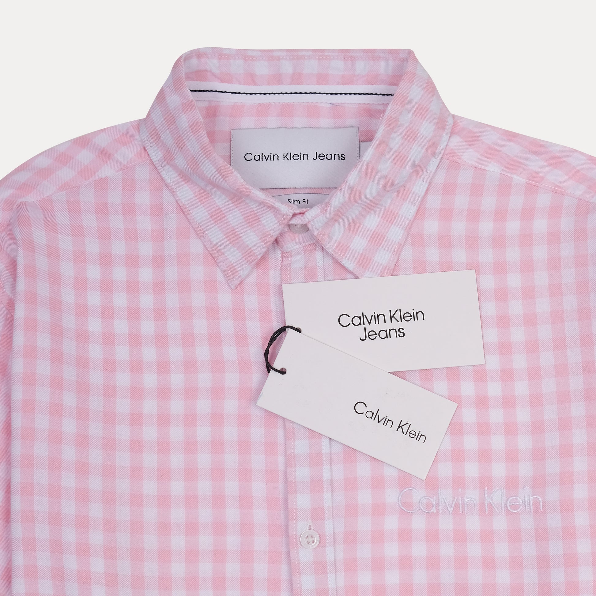 Calvin Klein Charming Gingham Button-Up Shirt in Blush Pink