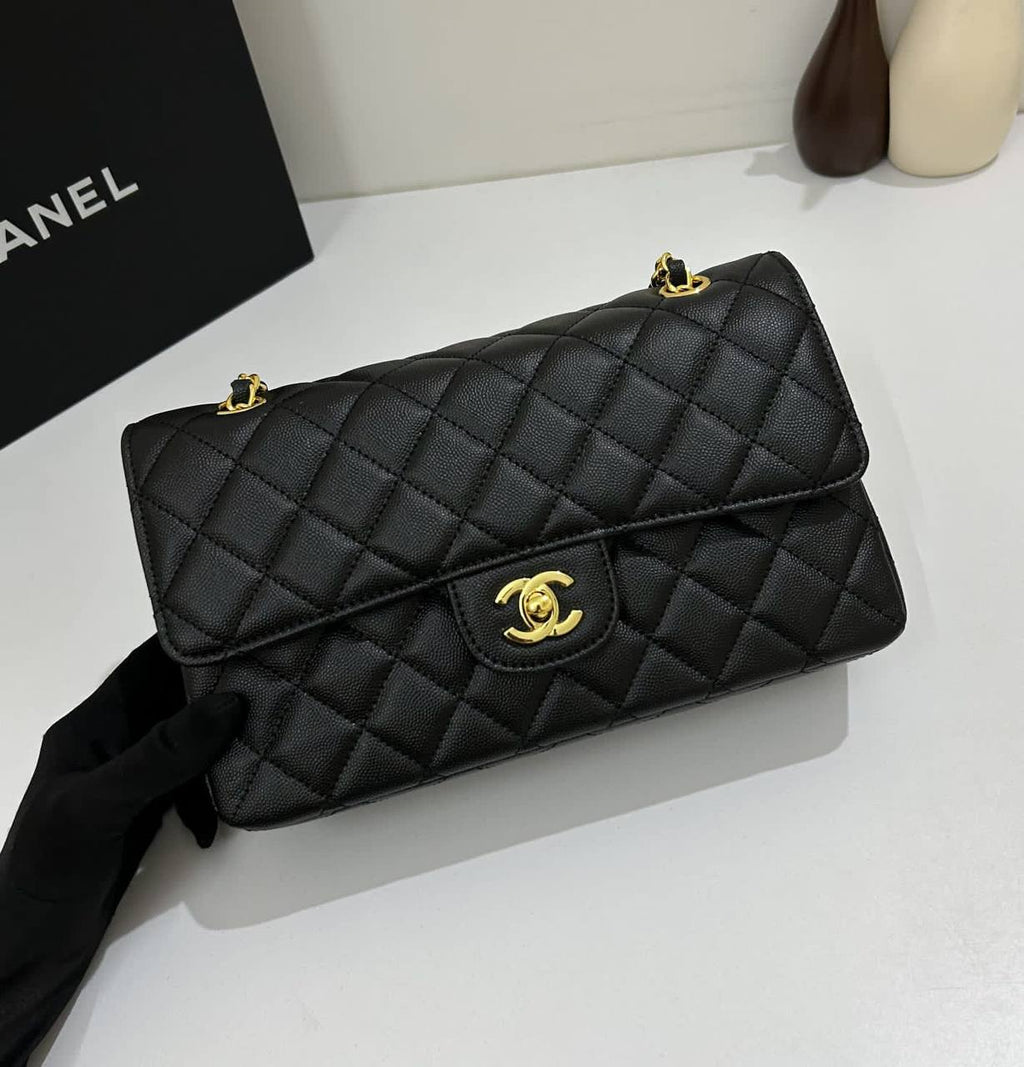 CHANEL Classic Quilted Black Leather Handbag