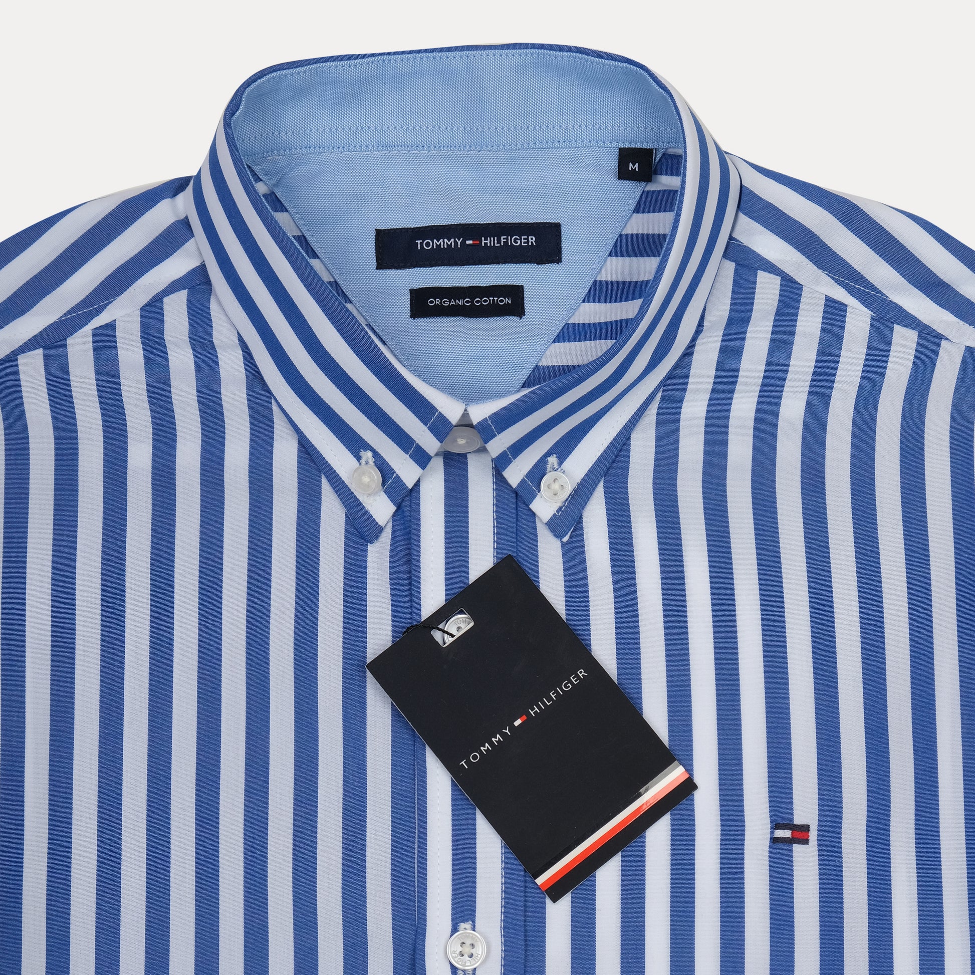 Tommy Hilfiger Striped Elegance Organic Cotton Shirt in Sky Blue & Crisp White