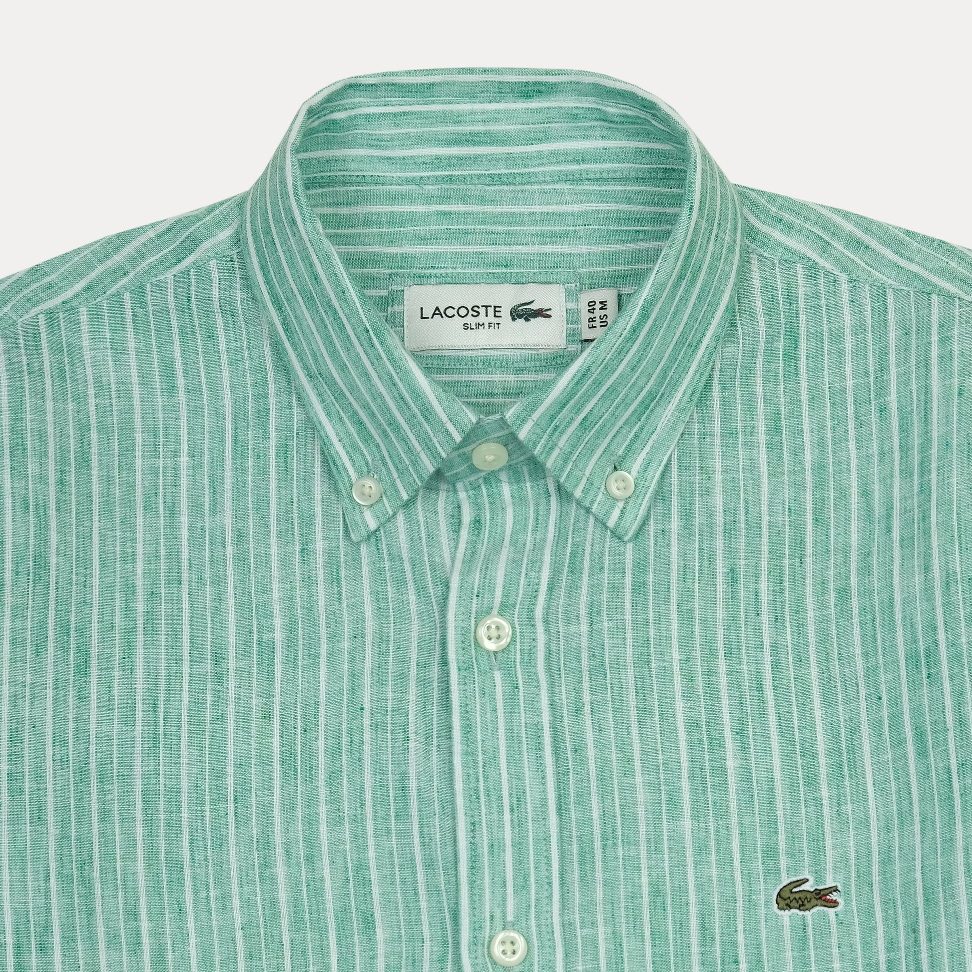 Lacoste Slim Fit Striped Delight Shirt in Serene Aqua
