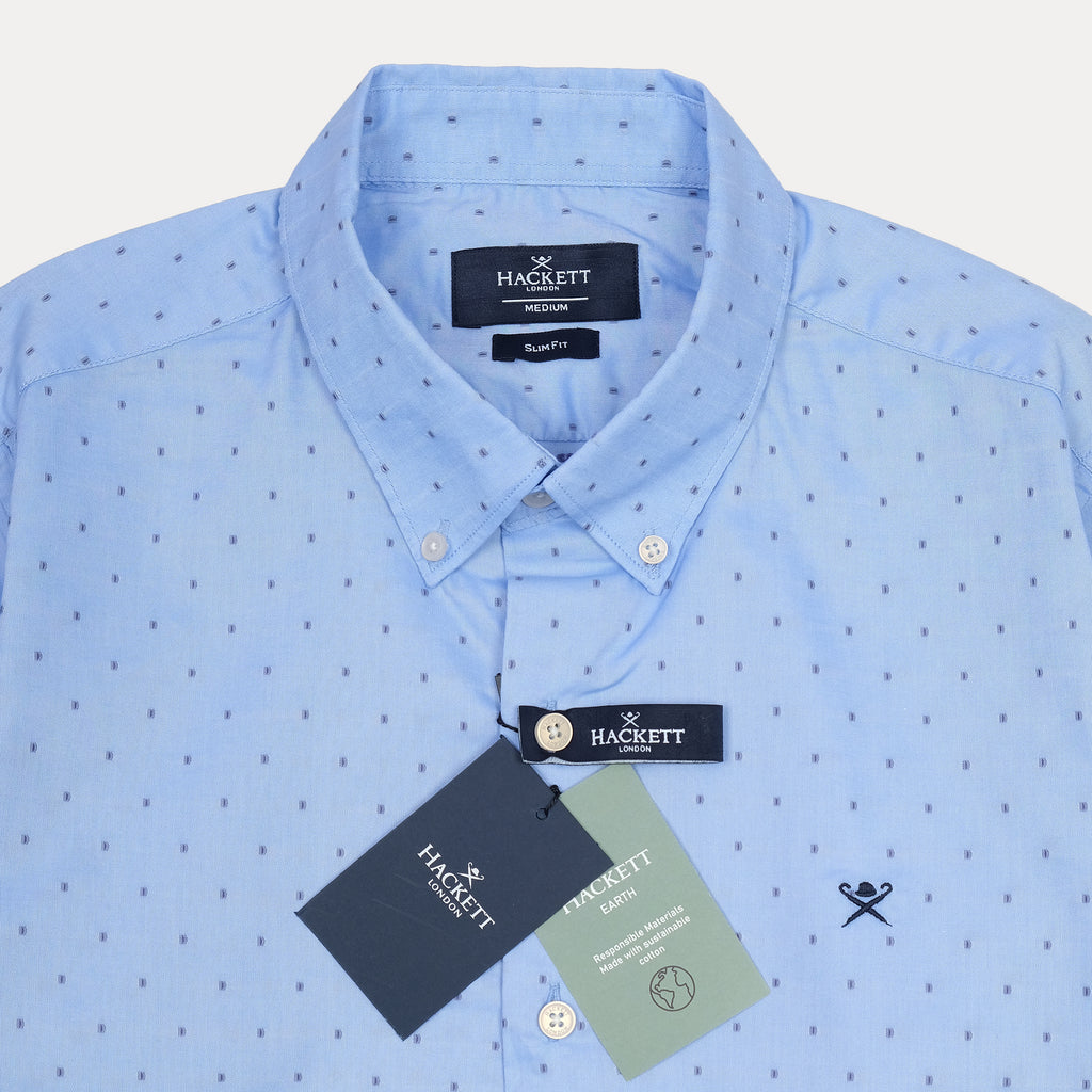 HACKETT Slim Fit Dotted Dress Shirt in Serene Sky