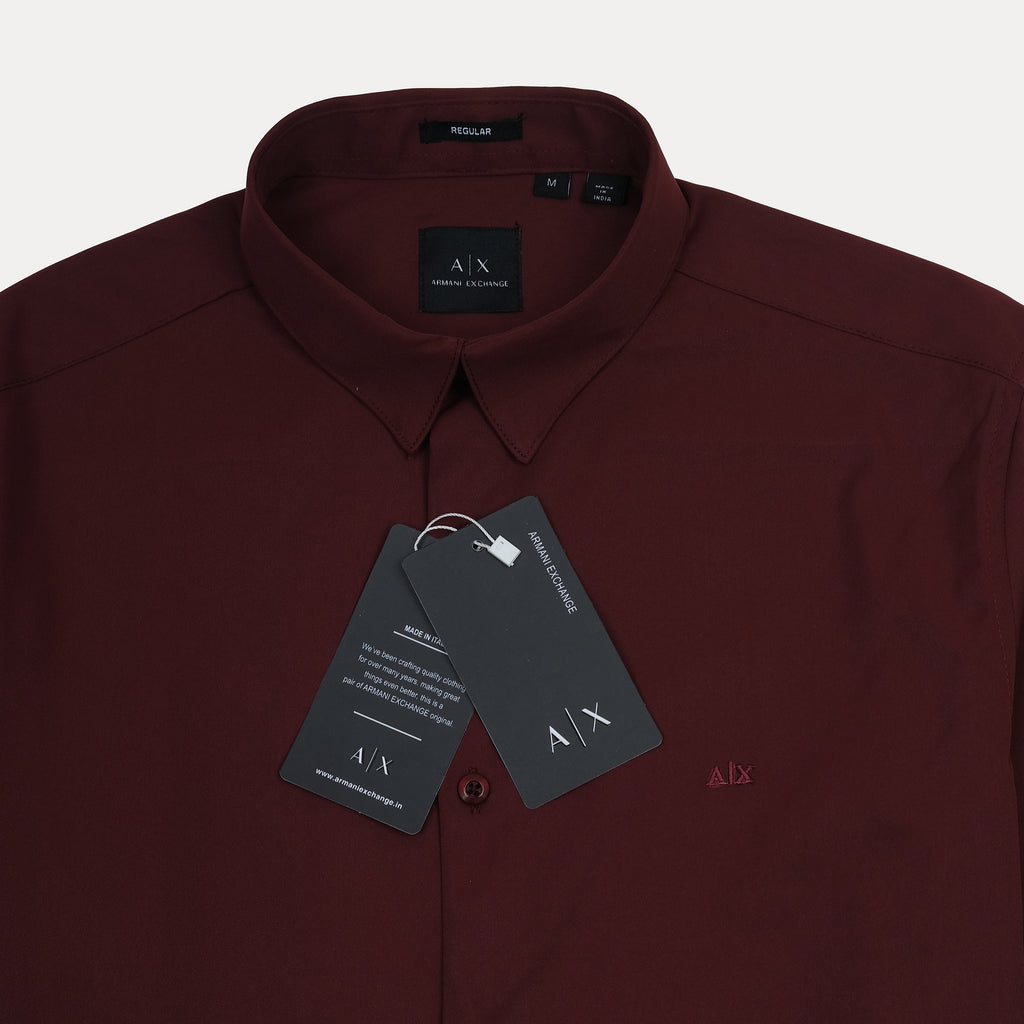 Armani Exchange Elegant Merlot Button-Up Shirt