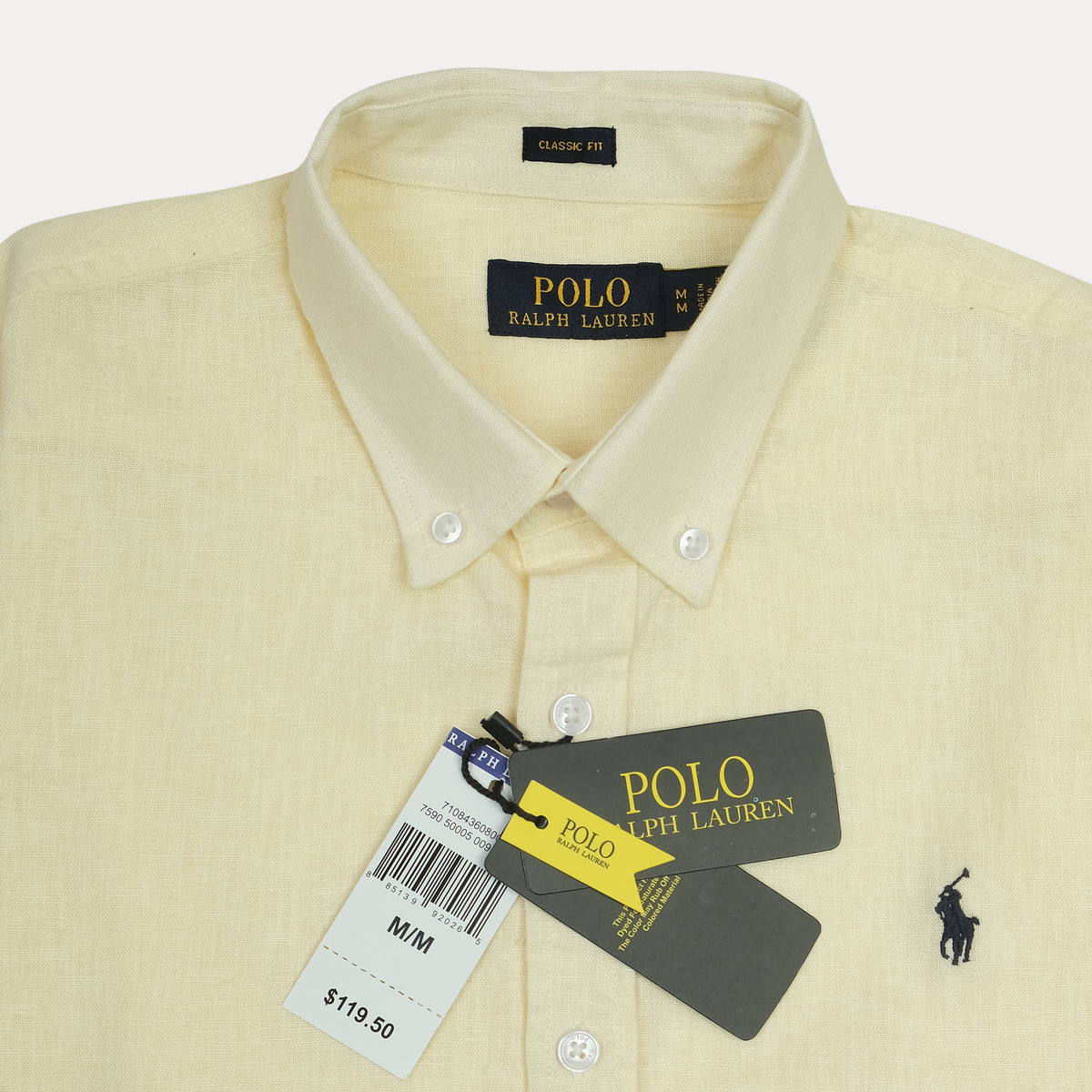 POLO RALPH LAUREN Classic Fit Linen Button-Up Shirt in Soft Yellow