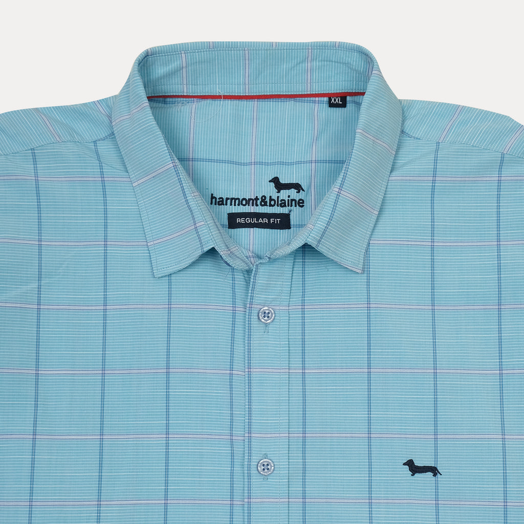 Harmont & Blaine Regular Fit Checked Shirt in Light Blue