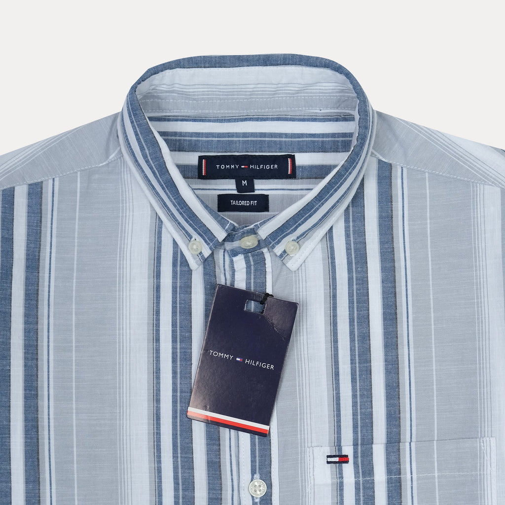 TOMMY HILFIGER Celestial Slate Tailored Fit Long Sleeve Button-Up Shirt