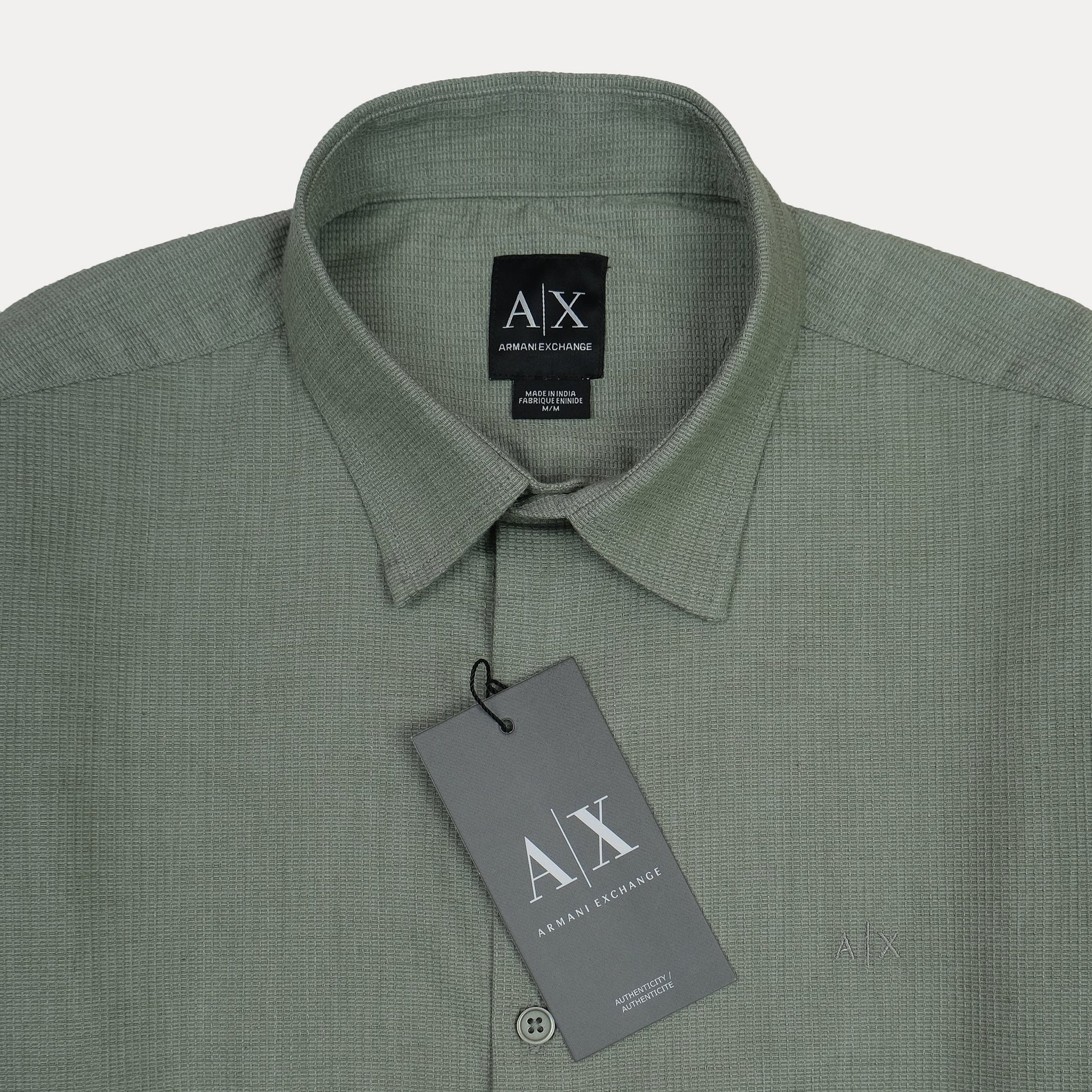 Armani Exchange Effortlessly Chic Olive Green Button-Up Shirt