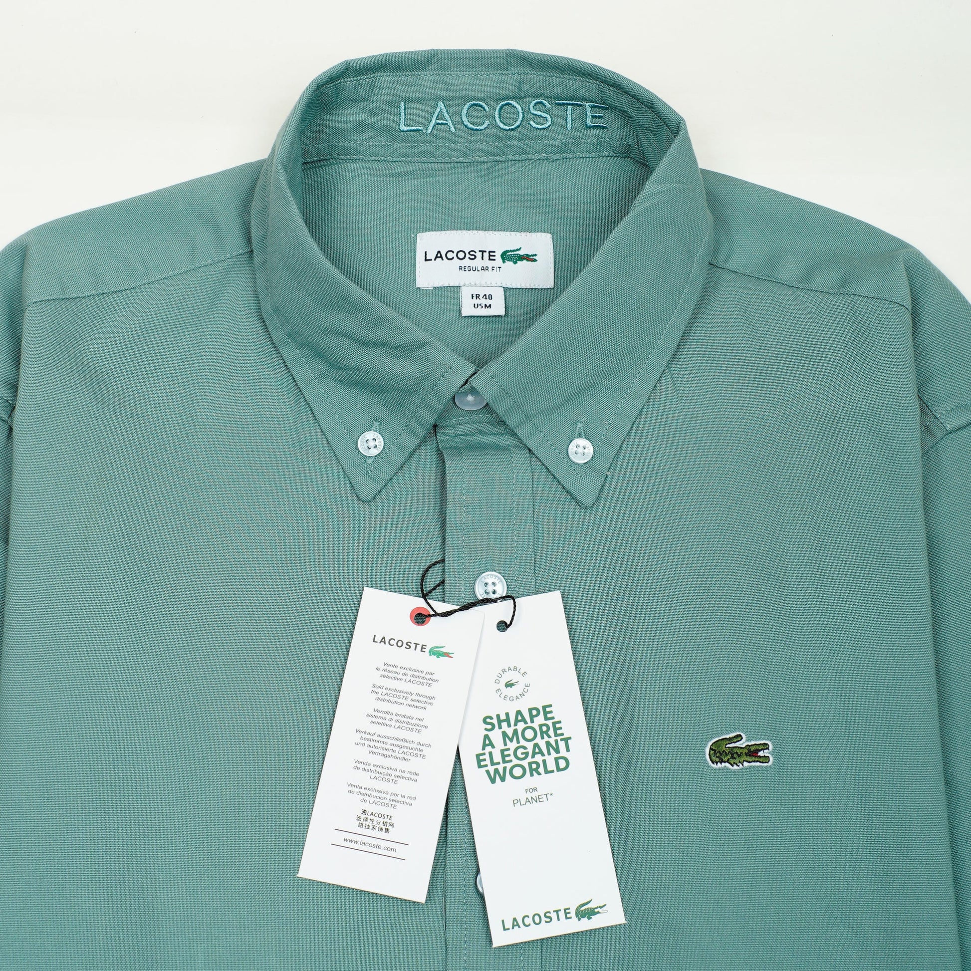 Lacoste Elegant Seafoam Green Button-Up Shirt