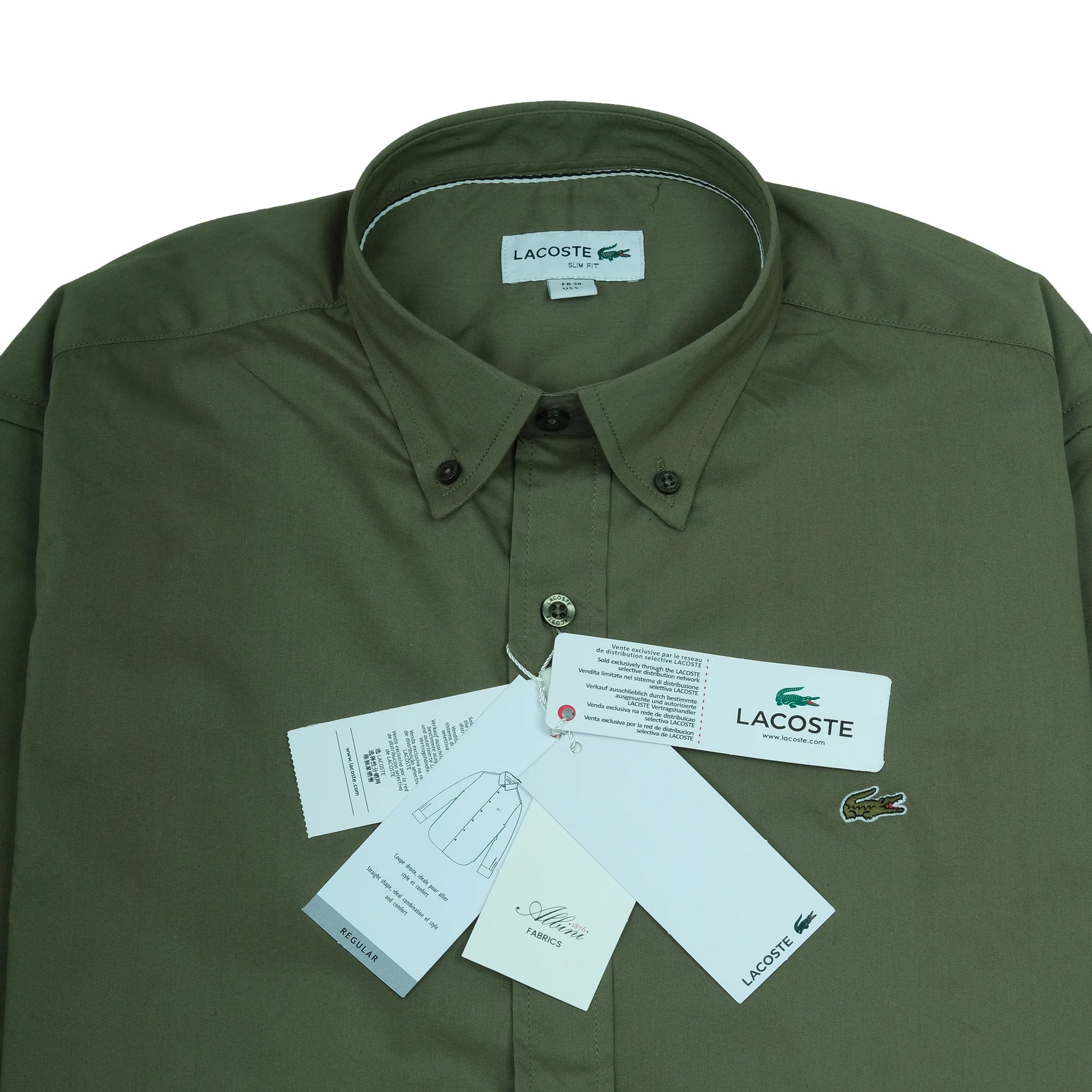 Lacoste Elegant Olive Green Slim Fit Shirt