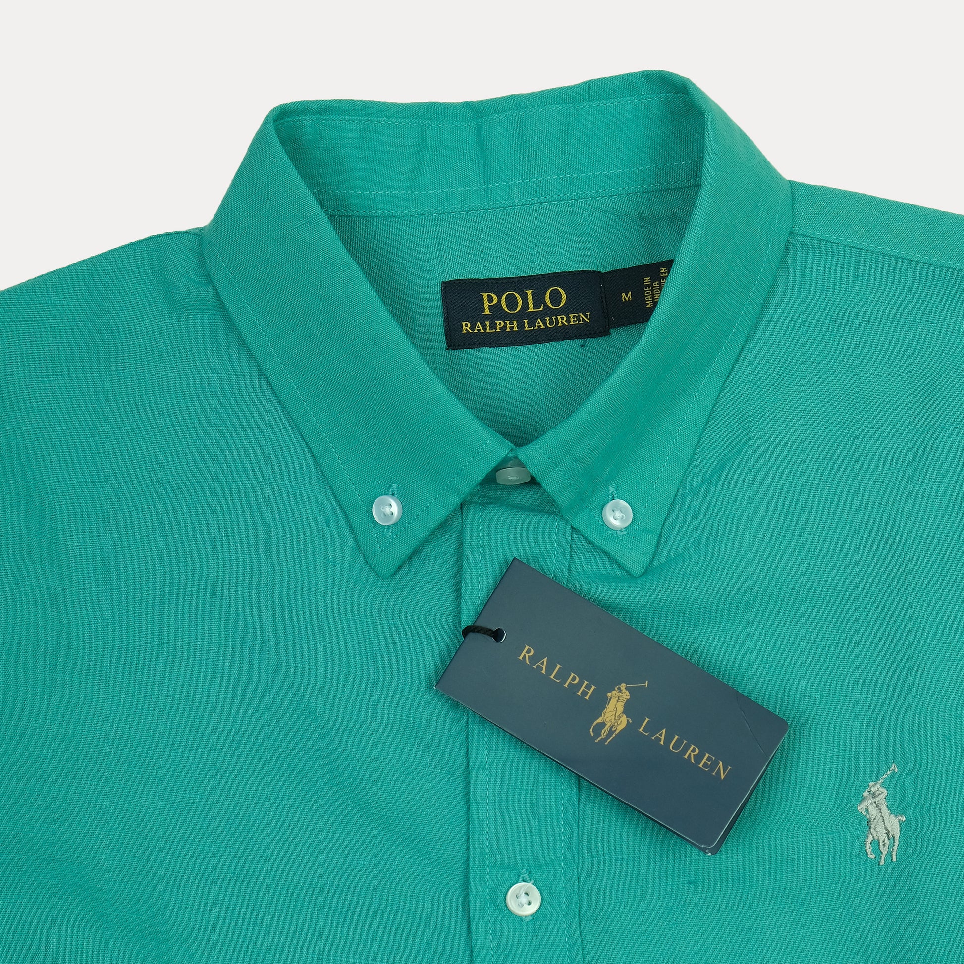 Ralph Lauren SLIM FIT Button-Down Linen Shirt in Tropical Green