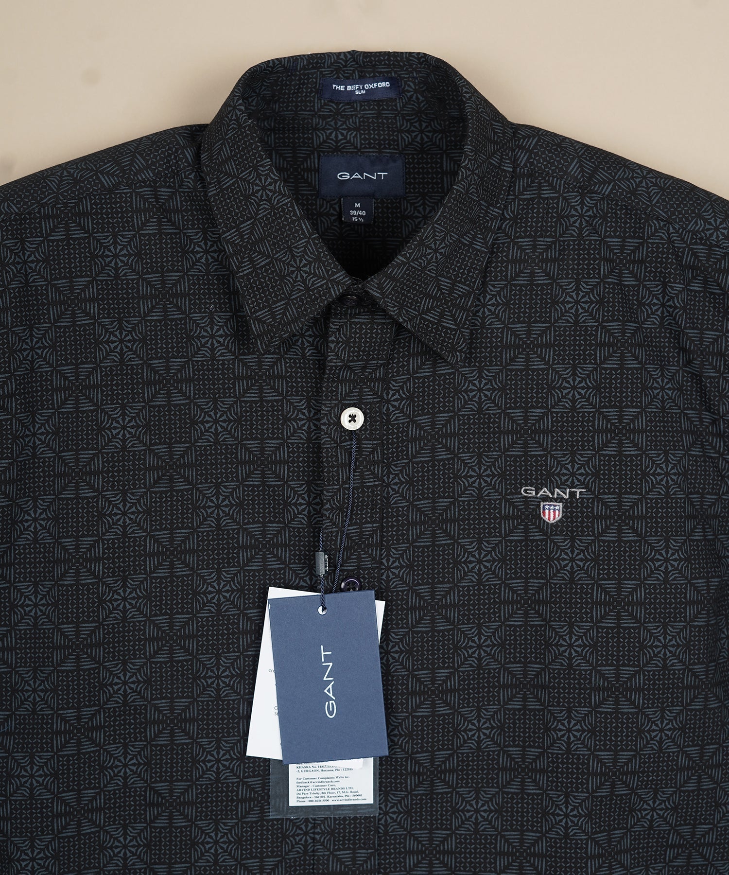 GANT Nebulous Sable Umber Tailored Fit Long Sleeve Button-Up Shirt