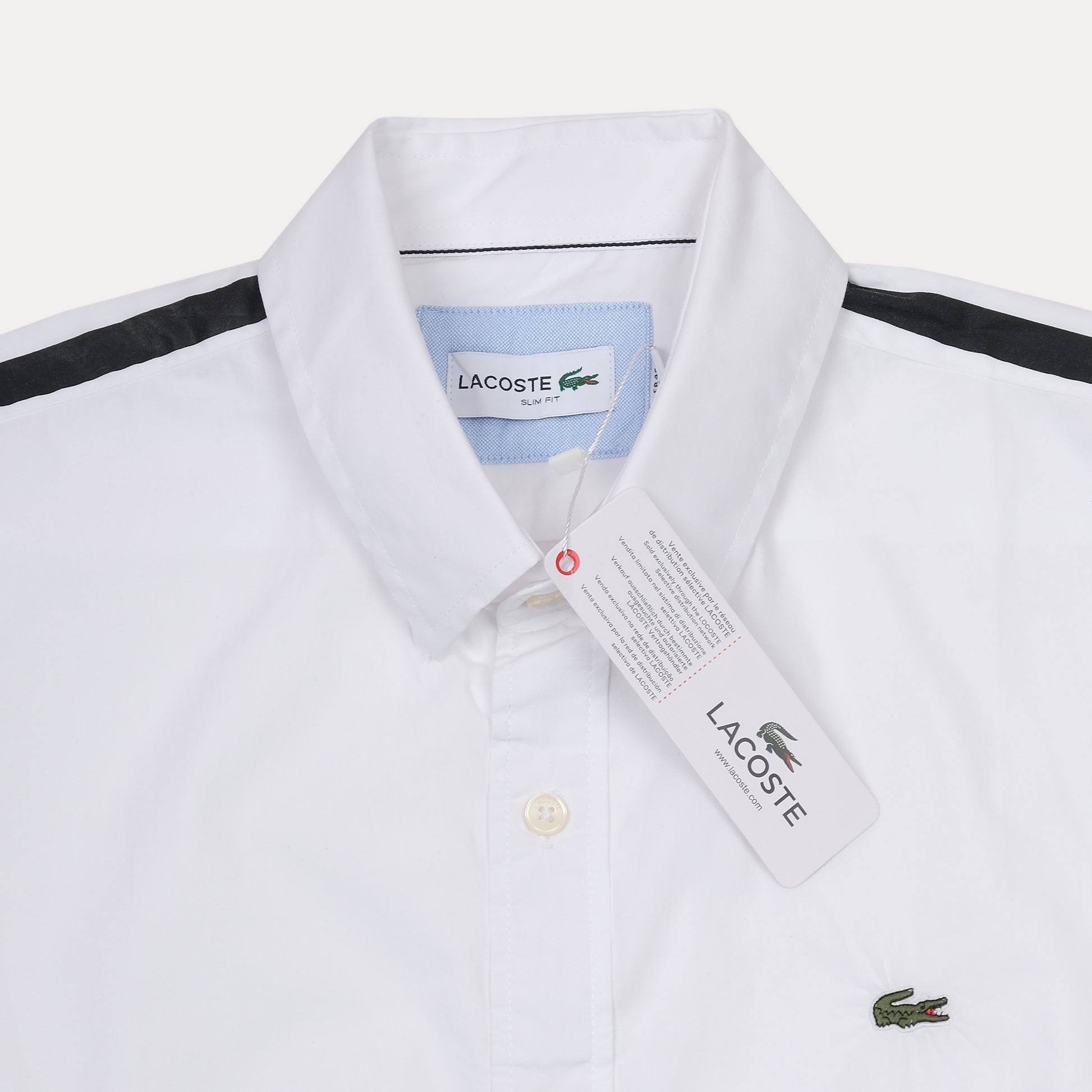 Lacoste Slim Fit Crisp White Sporty Shirt with Bold Accents