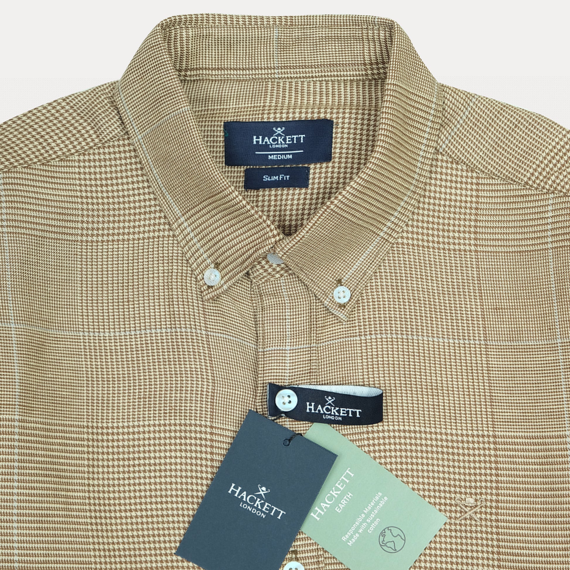 HACKETT Earthy Elegance Slim Fit Linen Checkered Shirt