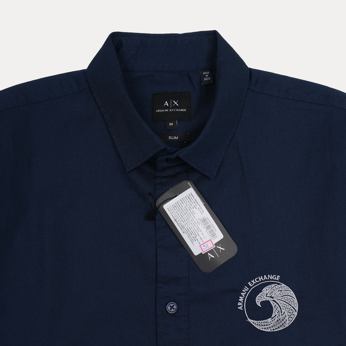 Armani Exchange Slim Fit Navy Button-Up Shirt