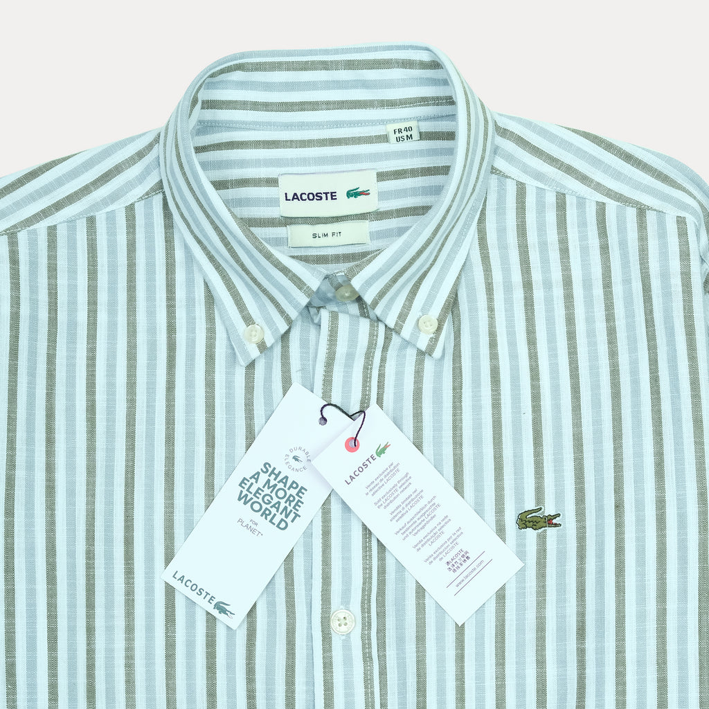 Lacoste Slim Fit Striped Elegance Shirt in Serene Aqua