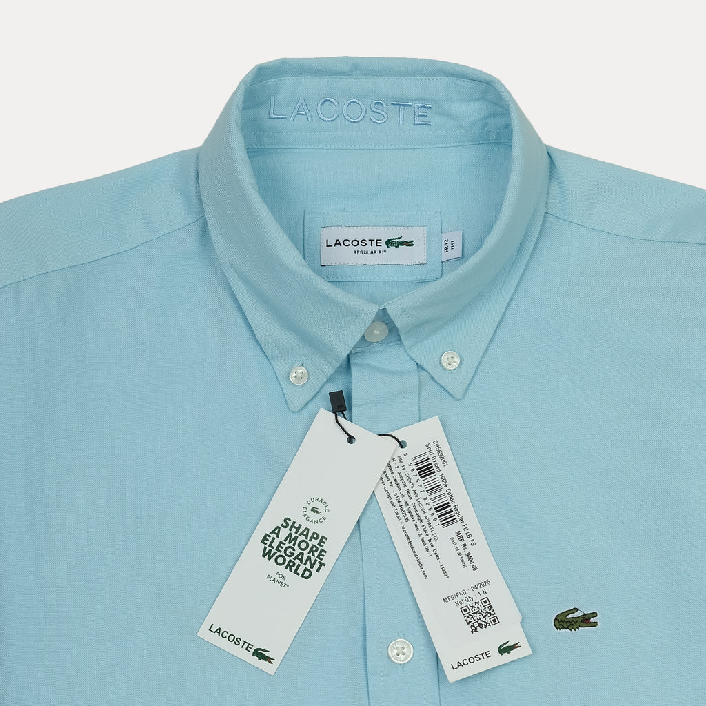 Lacoste Elegant Sky Blue Cotton Button-Up Shirt