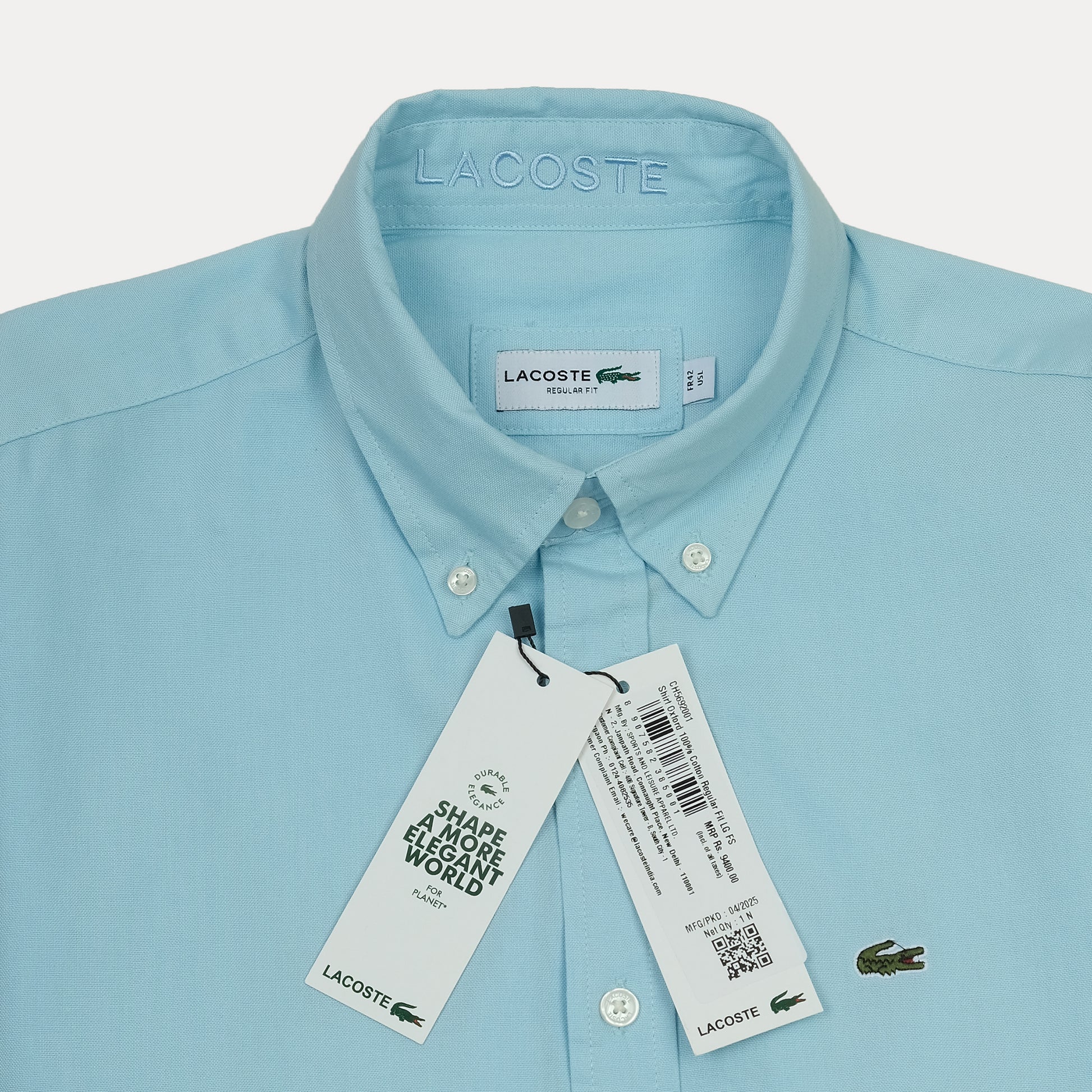 Lacoste Elegant Sky Blue Cotton Button-Up Shirt