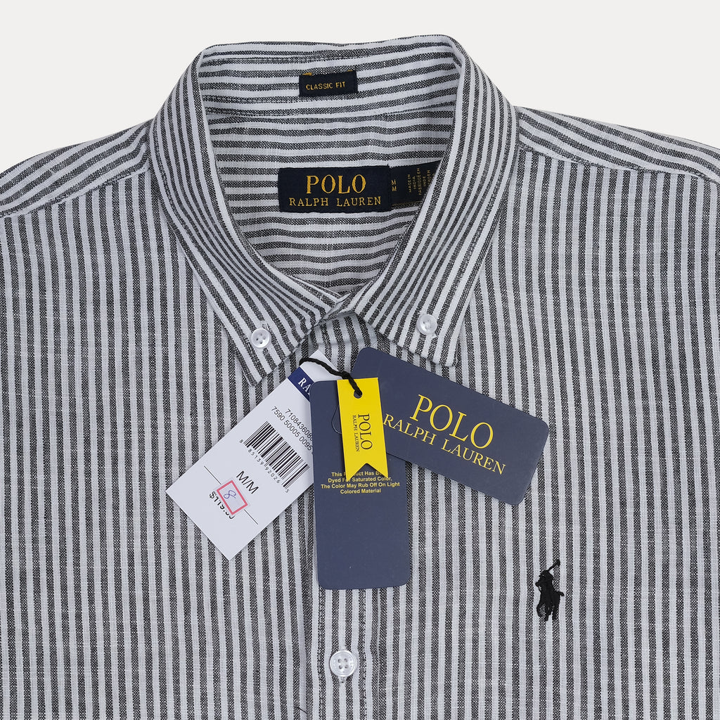 Polo Ralph Lauren Classic Fit Striped Linen Elegance Shirt in Midnight Stripe