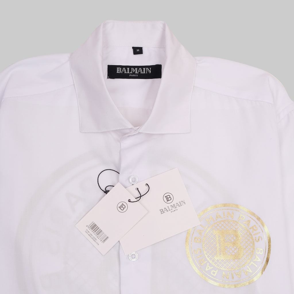 BALMAIN Opulent Lapis Aurora Classic Fit Long Sleeve Shirt