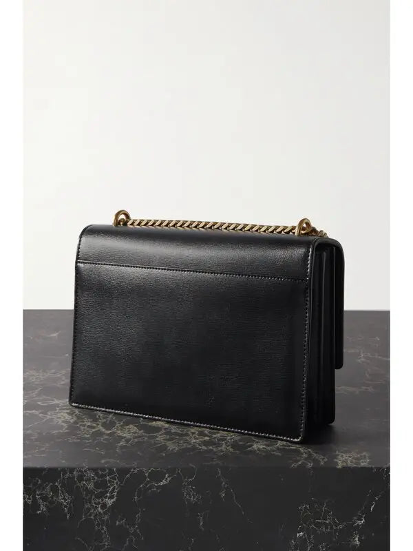 YSL Paris Classic Chain Wallet in Black Leather