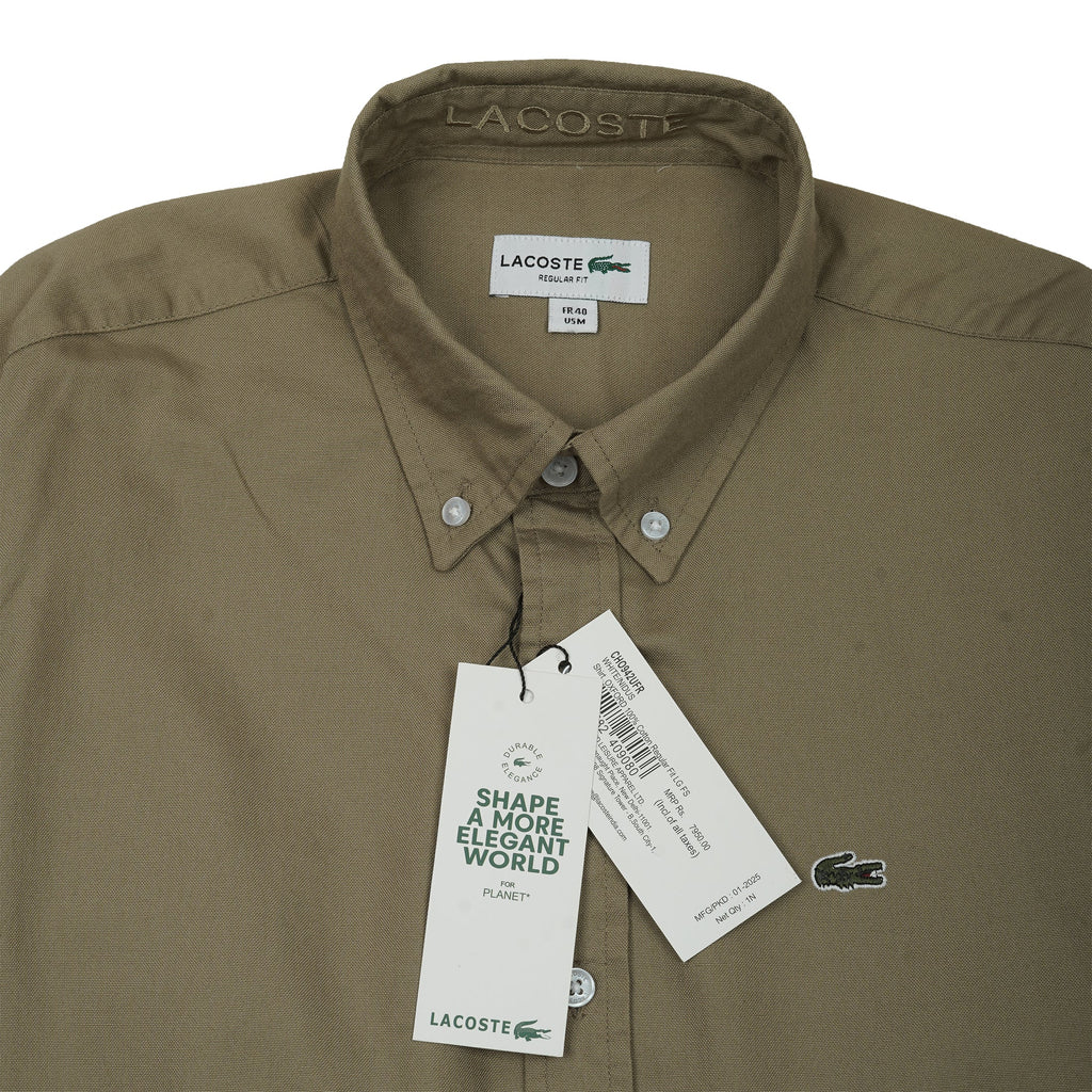 Lacoste Elegant Olive Green Button-Up Shirt
