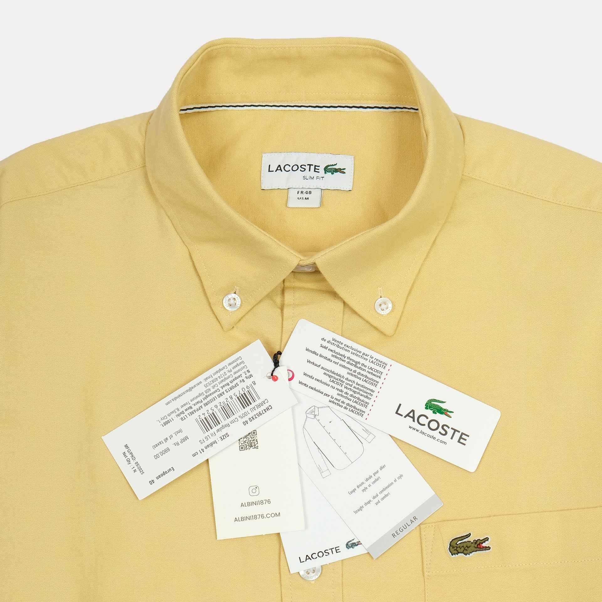 LACOSTE Sunbeam Amber Classic Fit Long Sleeve Button-Down Shirt